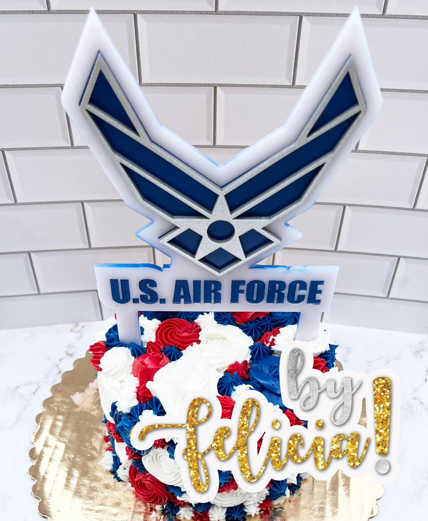 Air Force Acrylic Cake Topper: Graduation, Party Decoration