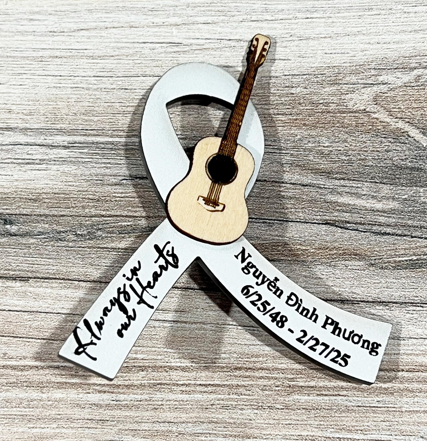 Custom Acrylic Funeral Ribbon Pin, Memorial Gift