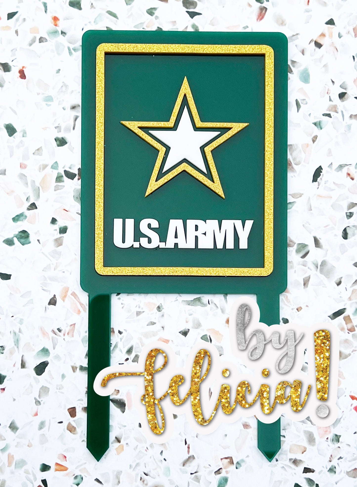 Army Cake Topper: Acrylic Military Graduation Party Decoration