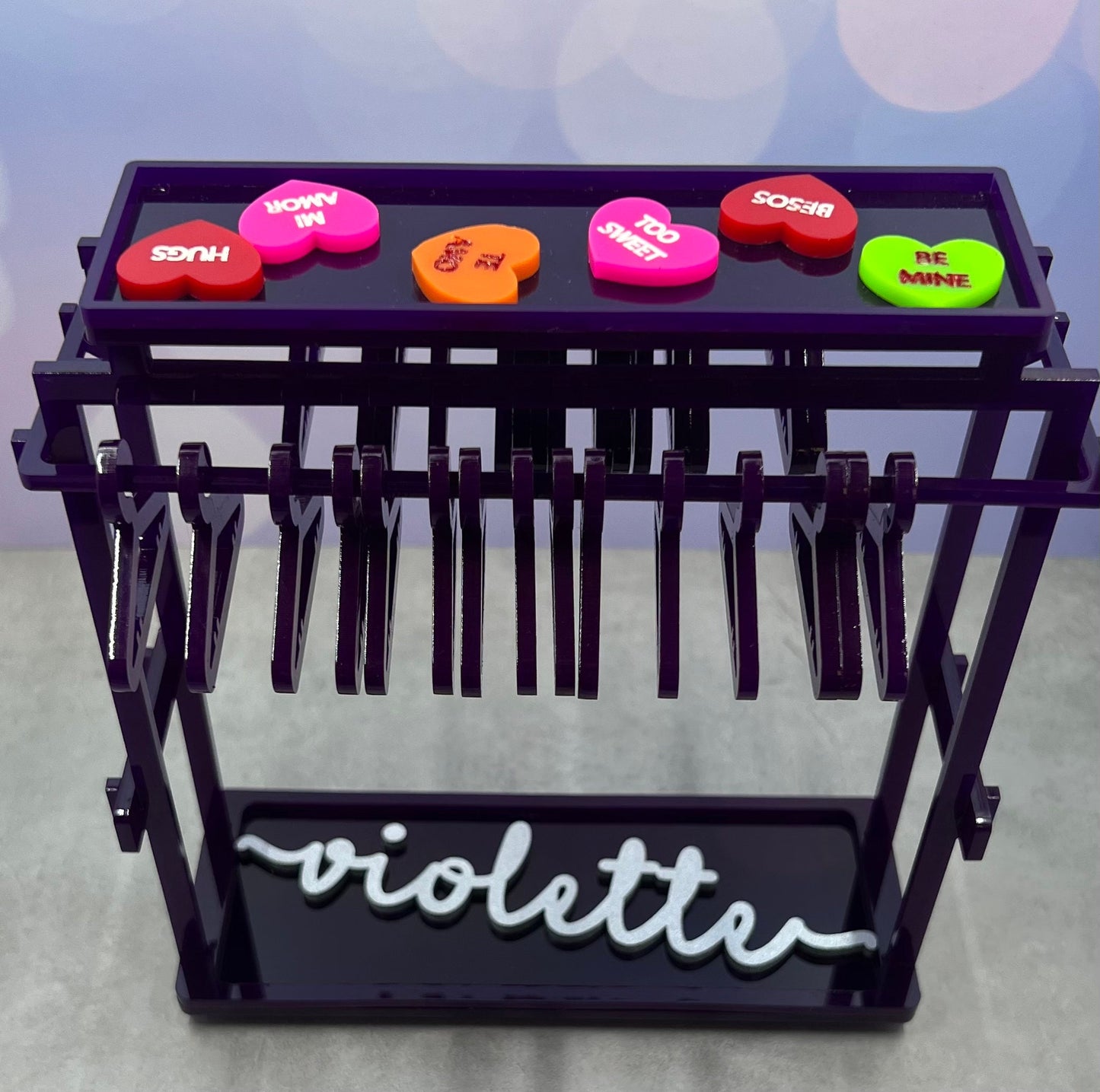 Personalized Earring Coat Hanger Rack: Red Oak or Acrylic, 30 Hangers