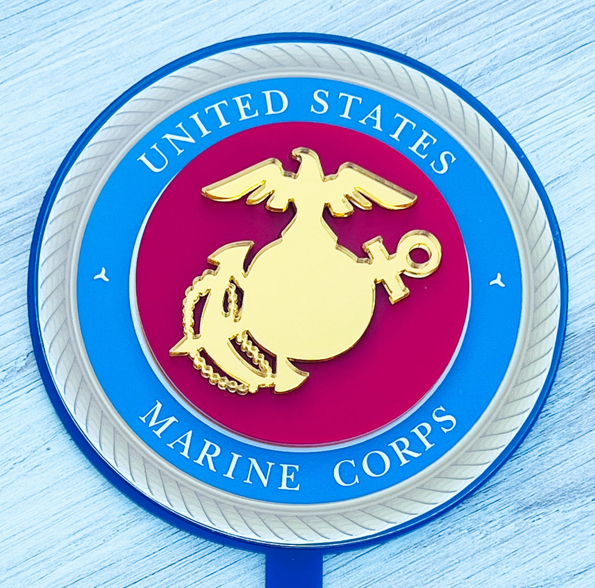 Acrylic Marine Corps Cake Topper: USMC Birthday Party Decor, USMC License #286-23