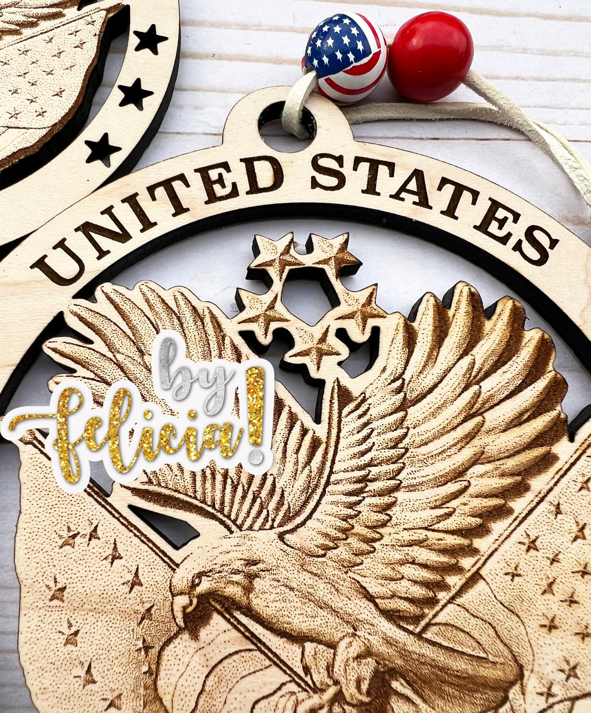 Laser Engraved United States Veteran Ornament: Patriotic Christmas Decor
