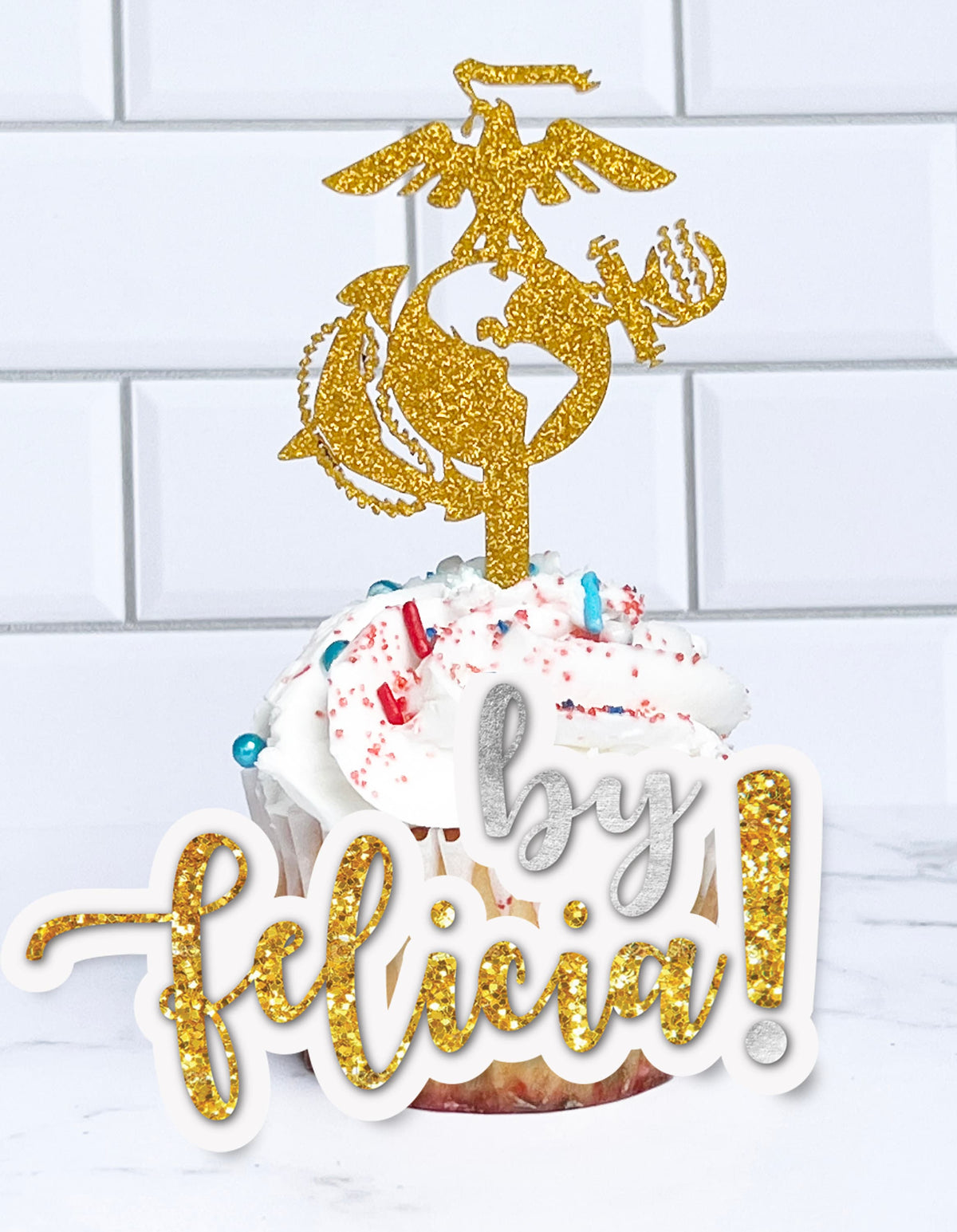 USMC Cupcake Toppers: Acrylic Marine Corps Party Decor