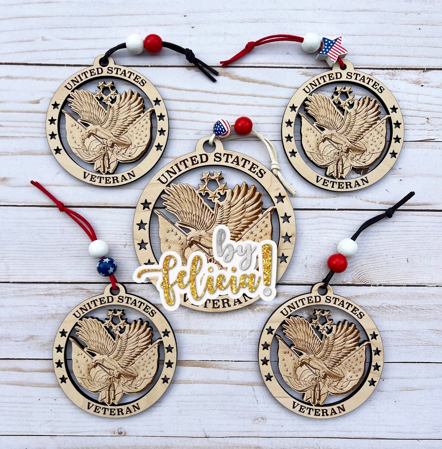 Laser Engraved United States Veteran Ornament: Patriotic Christmas Decor