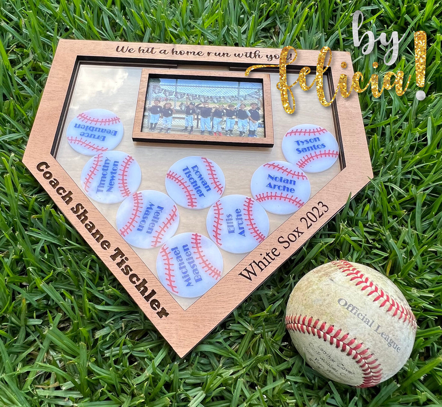 Personalized Baseball Coach Gift: Home Plate Team Photo Frame