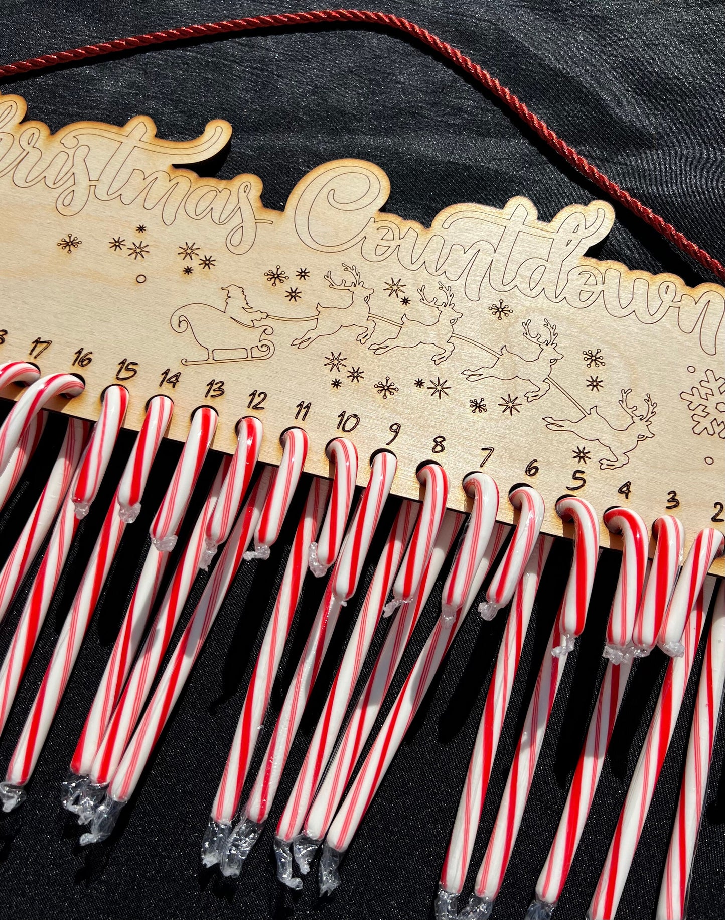 Personalized Candy Cane Christmas Countdown: Laser Engraved Advent Calendar