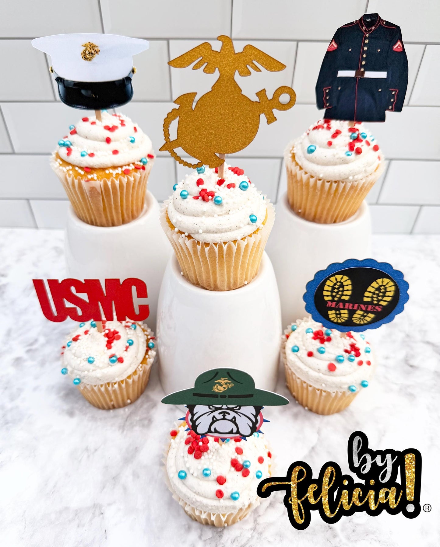 Marines Cupcake Topper | USMC Cupcake Topper | Marines cake topper | Marine Corps Birthday | Marines Party Decoration | USMC License #286-23