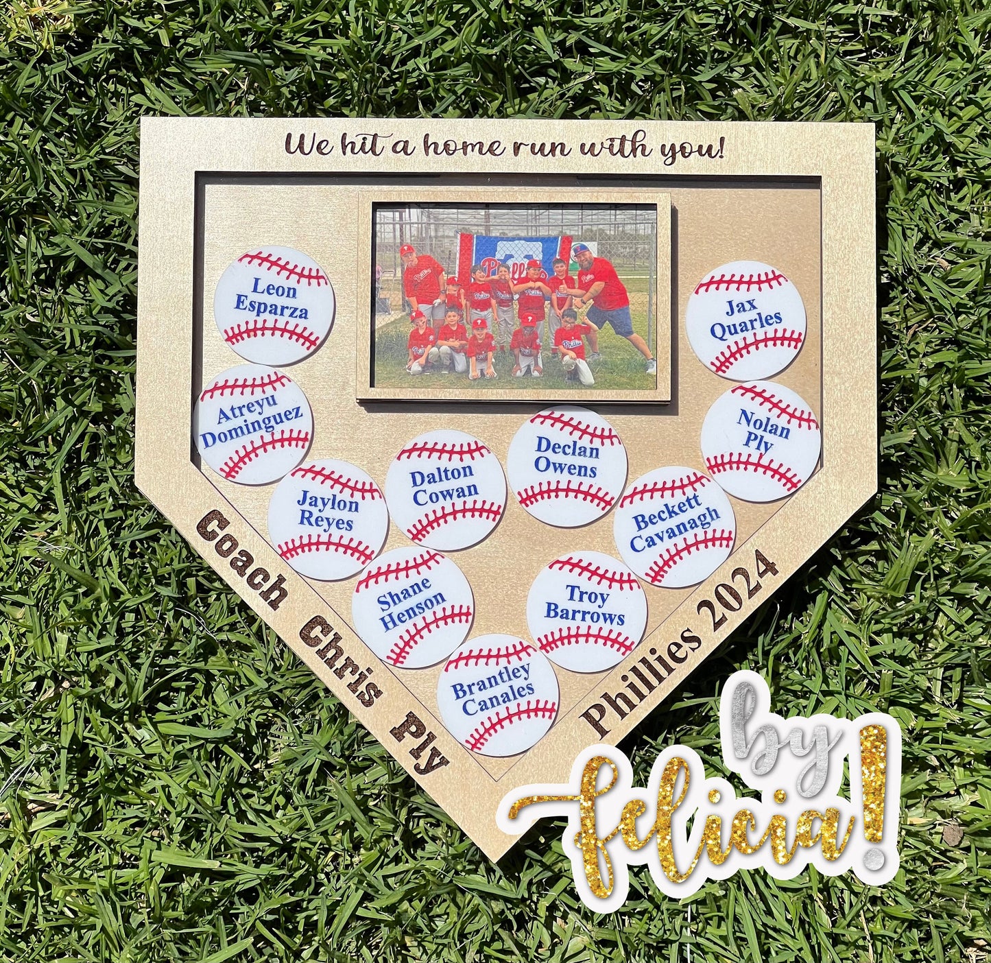 Personalized Baseball Coach Gift: Home Plate Team Photo Frame