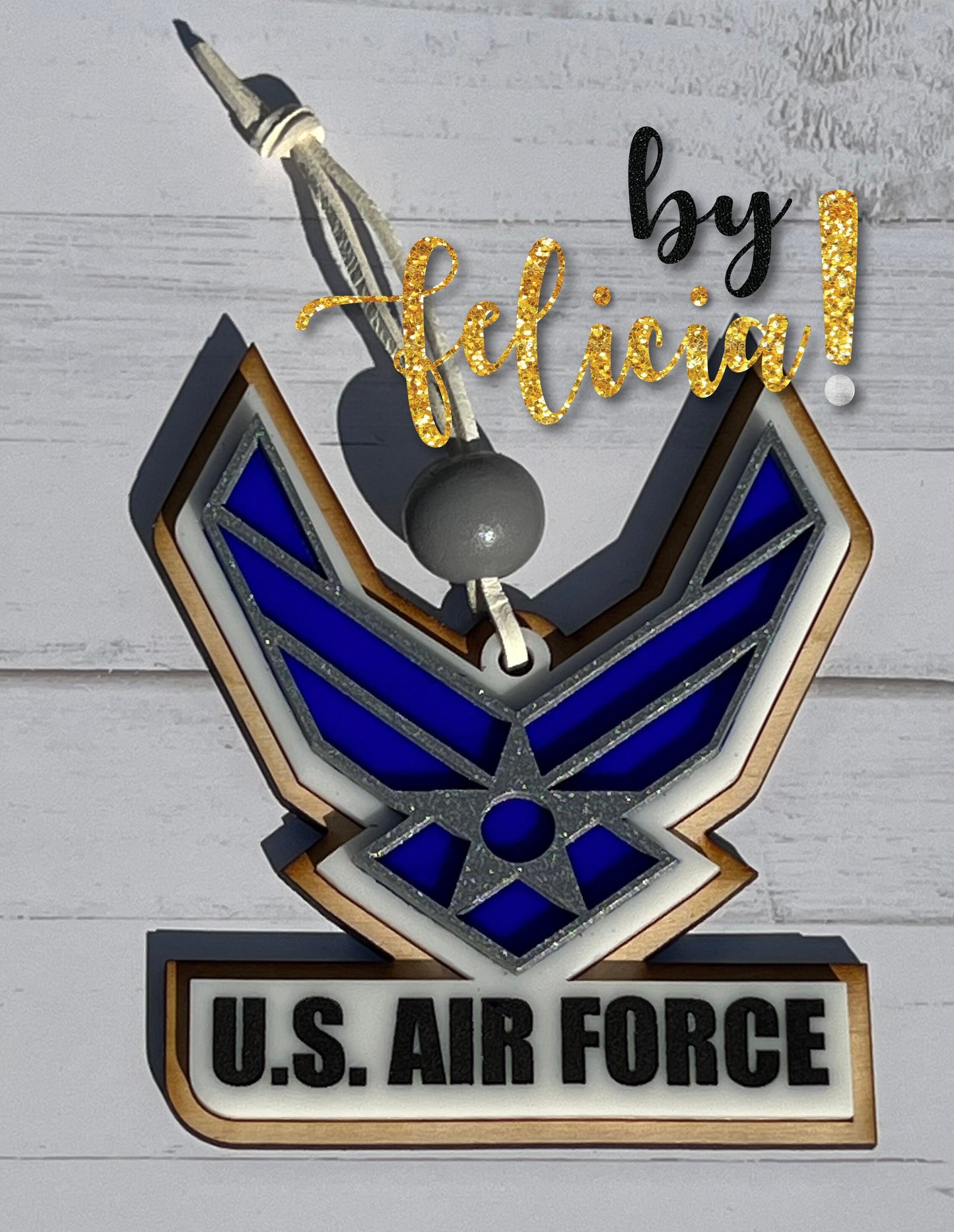 Military Christmas Ornament: Laser Cut Wood & Acrylic - USMC, Navy, Army, Air Force, Coast Guard