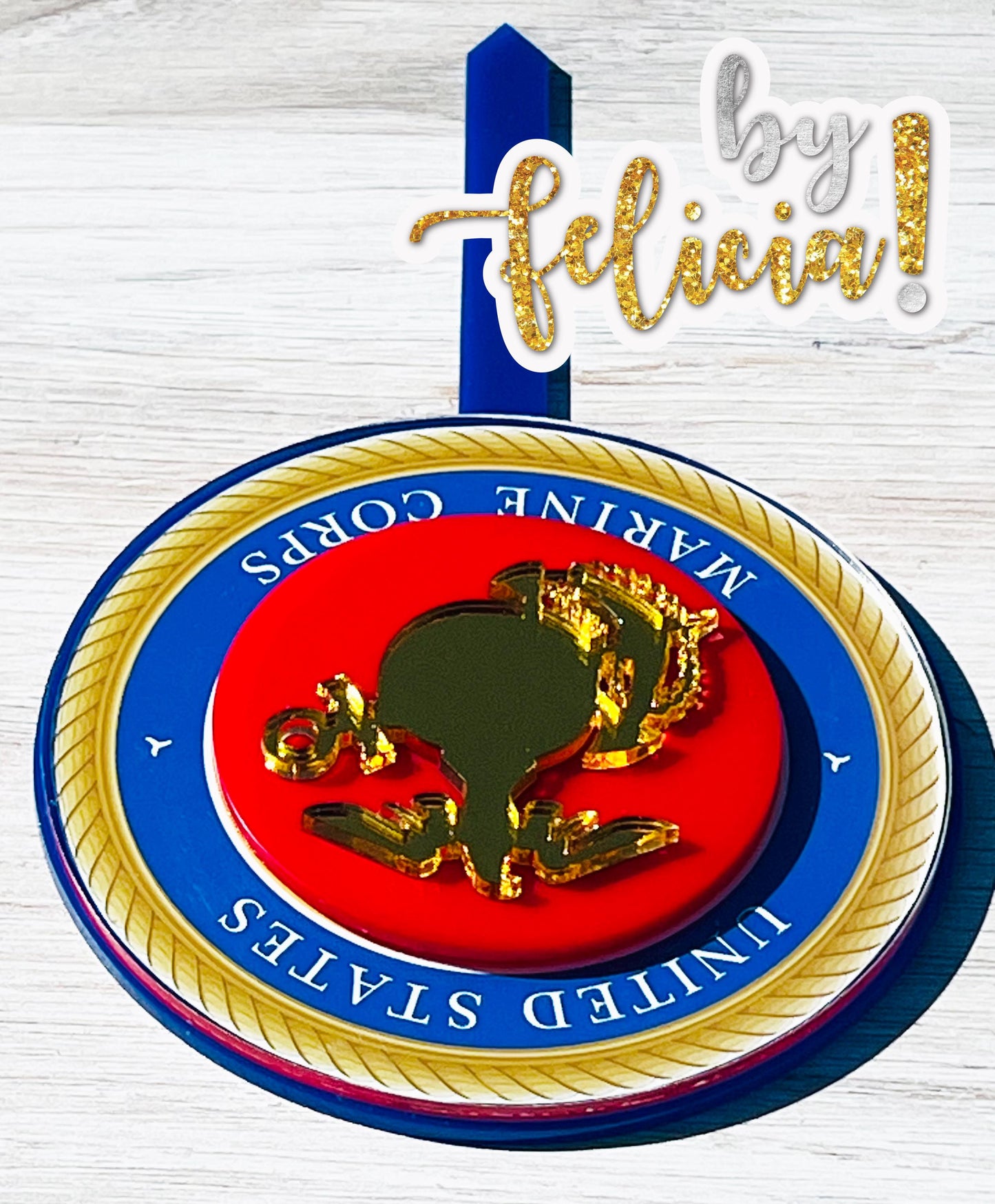 Acrylic Marine Corps Cake Topper: USMC Birthday Party Decor, USMC License #286-23