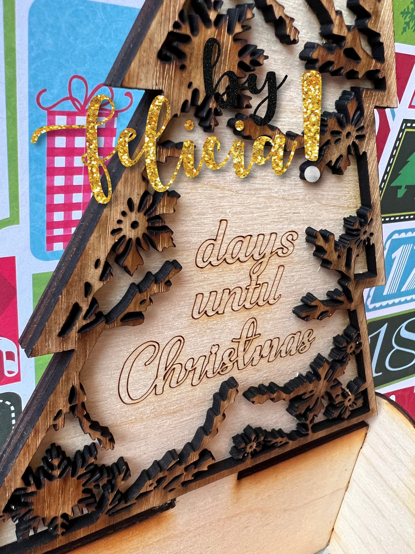 Christmas Tree Advent Calendar: Engraved Wooden Holiday Decor