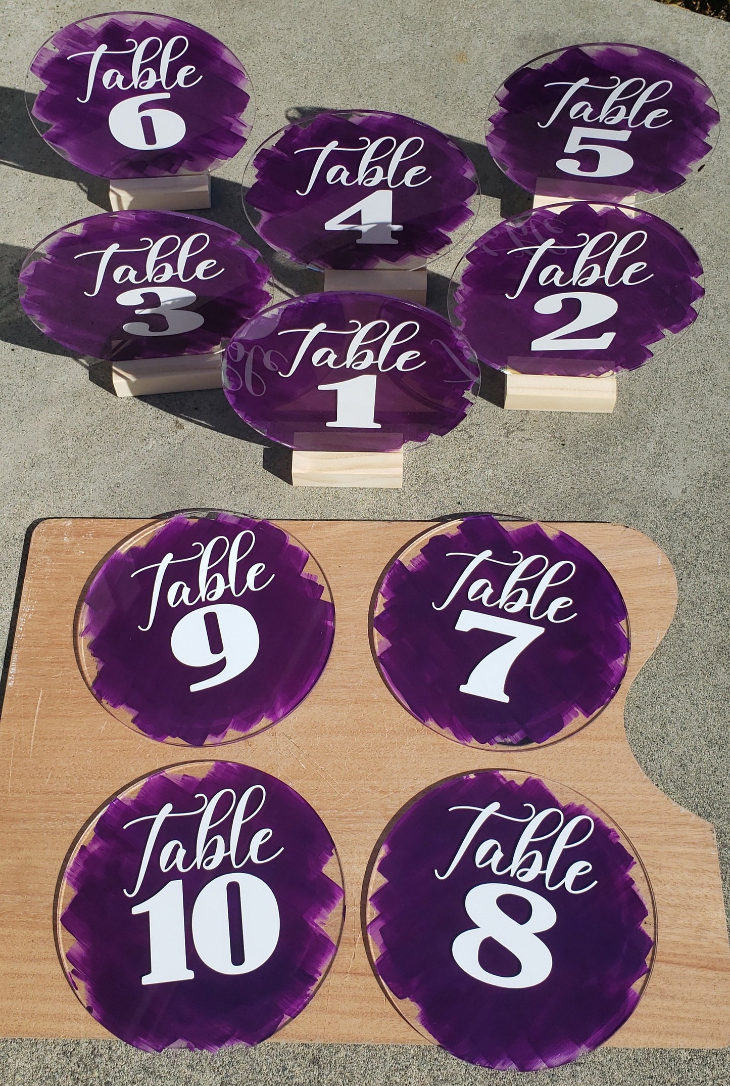 Acrylic Wedding Table Numbers: Painted Back, Vinyl Numbers