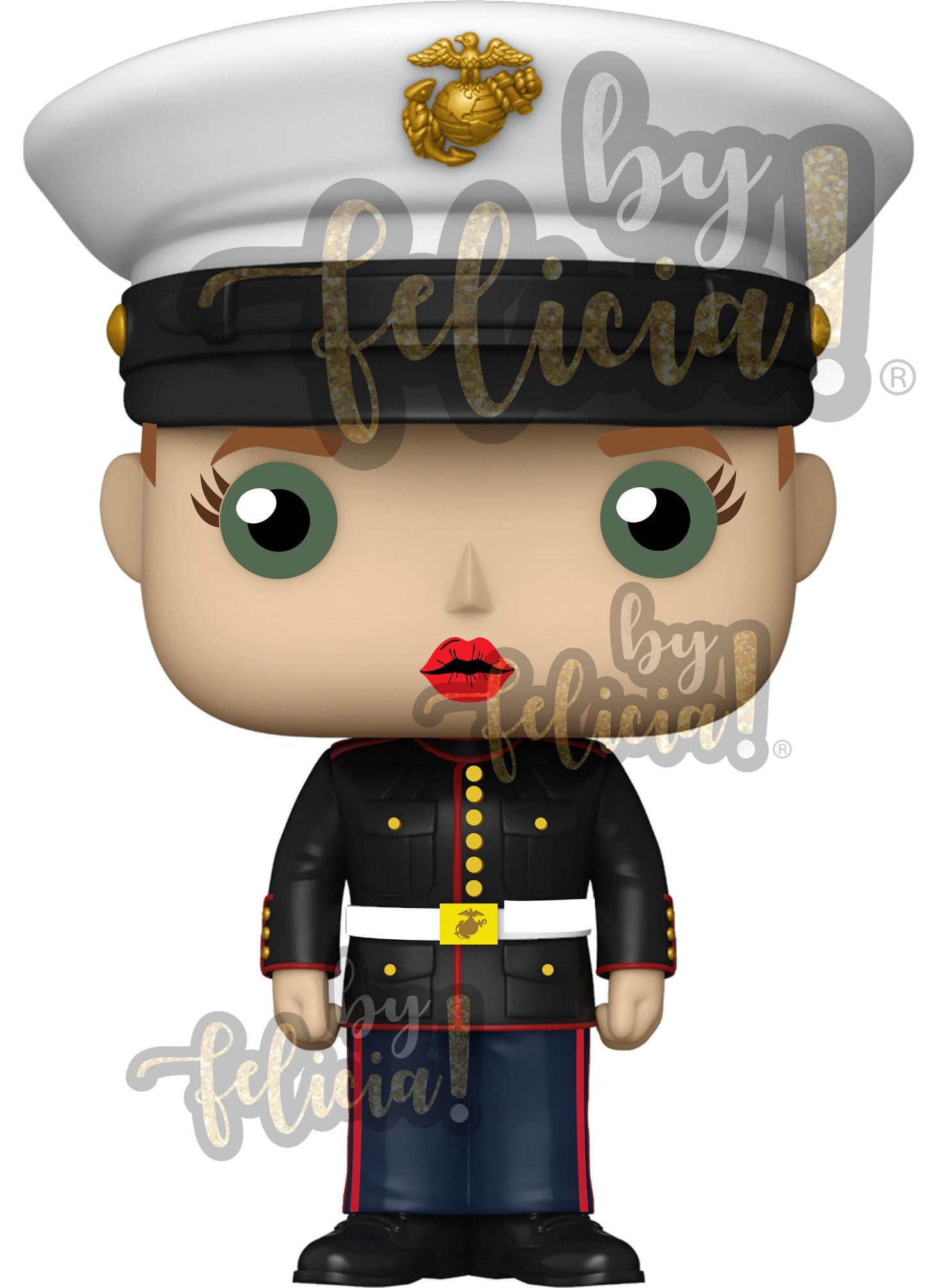 Female Marine Dress Blues Vinyl Sticker: USMC Veteran Decal