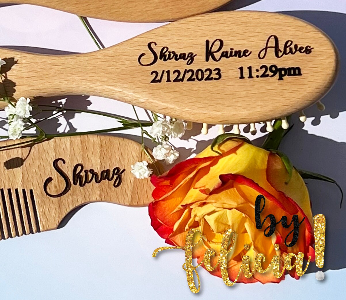 Baby Gift set, Baby gift personalized, Baby shower gift, Custom baby gifts, Newborn Gift set, Wooden baby brush, Personalized brush baby