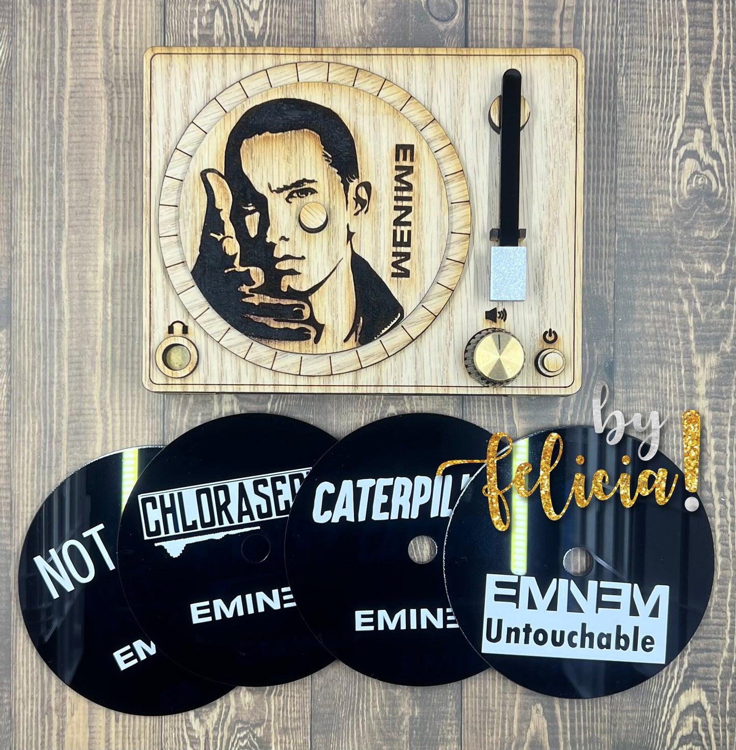 Retro Record Player Coaster Set: Personalized Acrylic Vinyl Coasters