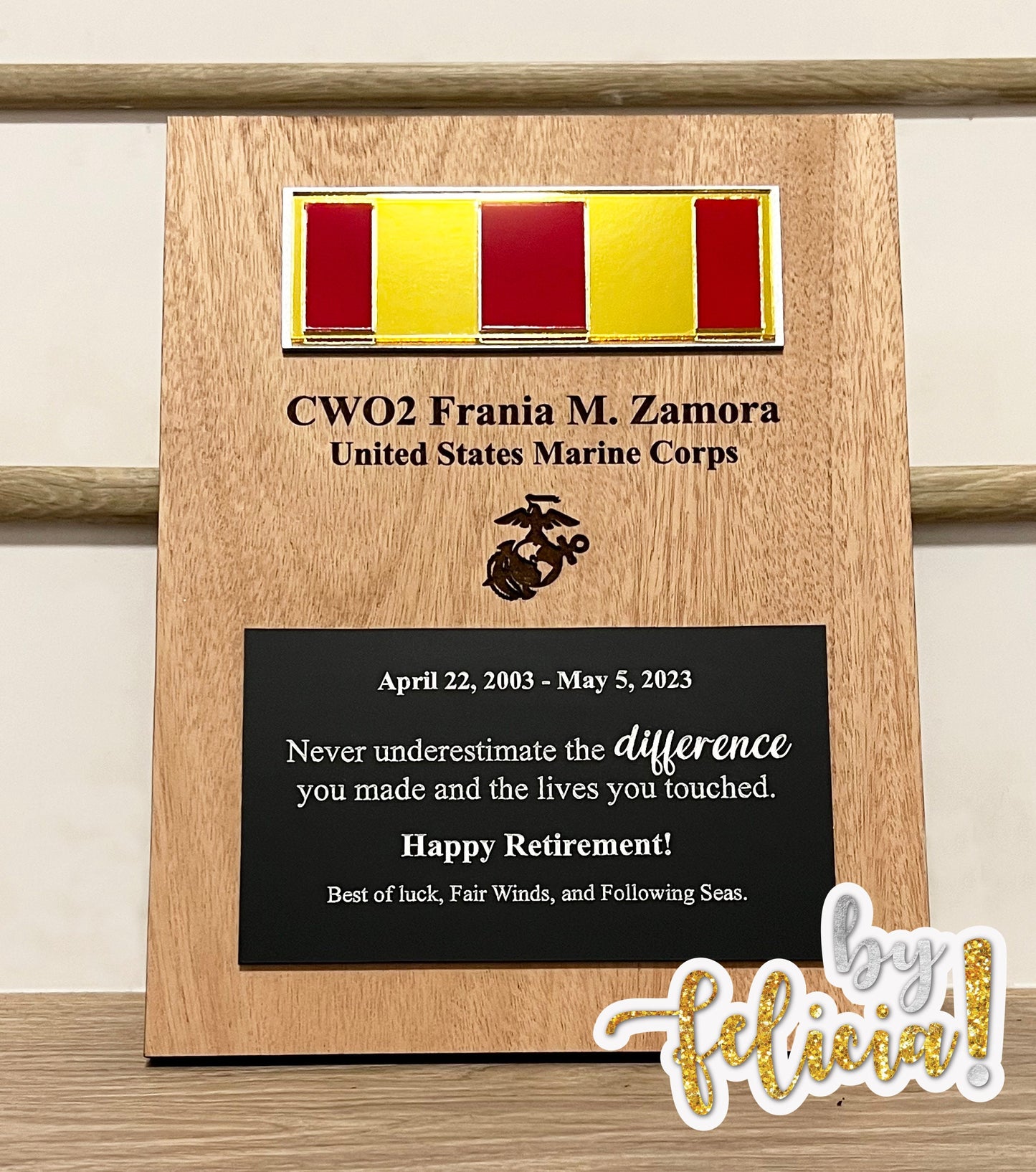 Marine Corps plaque, Marine Corps retirement gift, Marine Corps retired, Marine Corps gifts, USMC Retirement gift, USMC License #286-23
