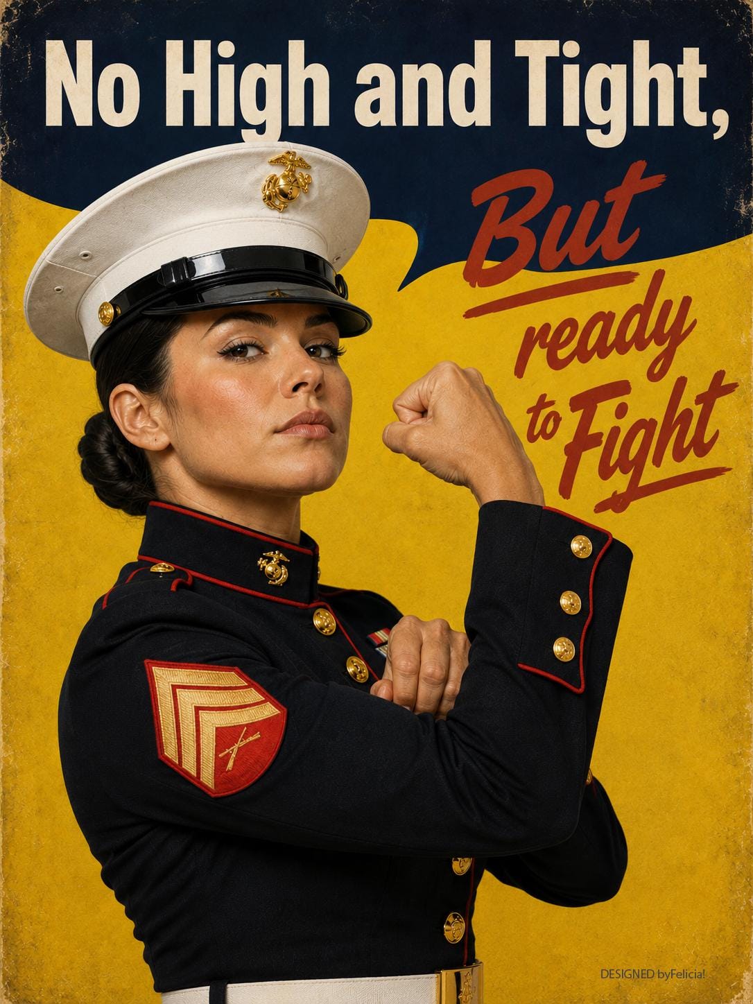 Female Marine Poster, No High and Tight But Ready to Fight Poster, Female Marine Wall Art