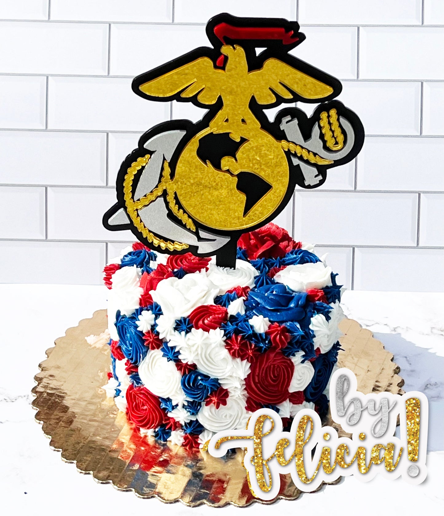 Marine Corps Cake Topper: Acrylic USMC Party Decoration