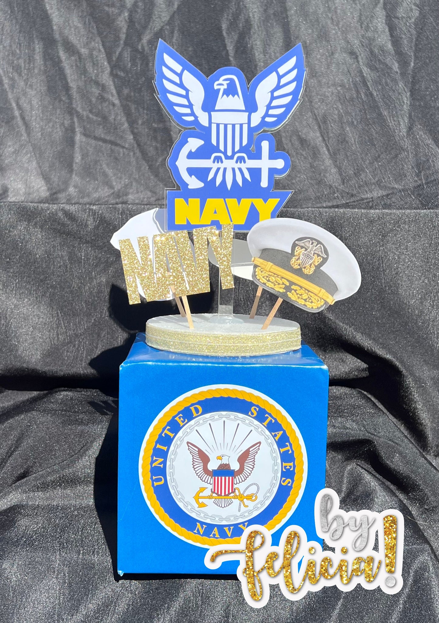 Navy Graduation Centerpiece Sticks: Glittery Party Decorations
