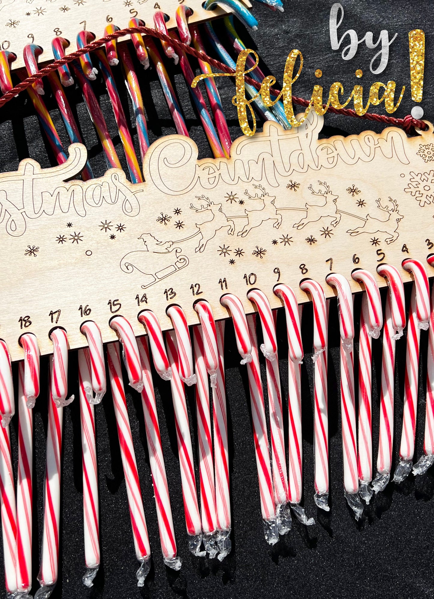 Personalized Candy Cane Christmas Countdown: Laser Engraved Advent Calendar