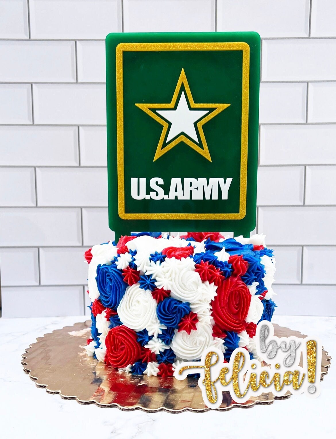 Army Cake Topper: Acrylic Military Graduation Party Decoration