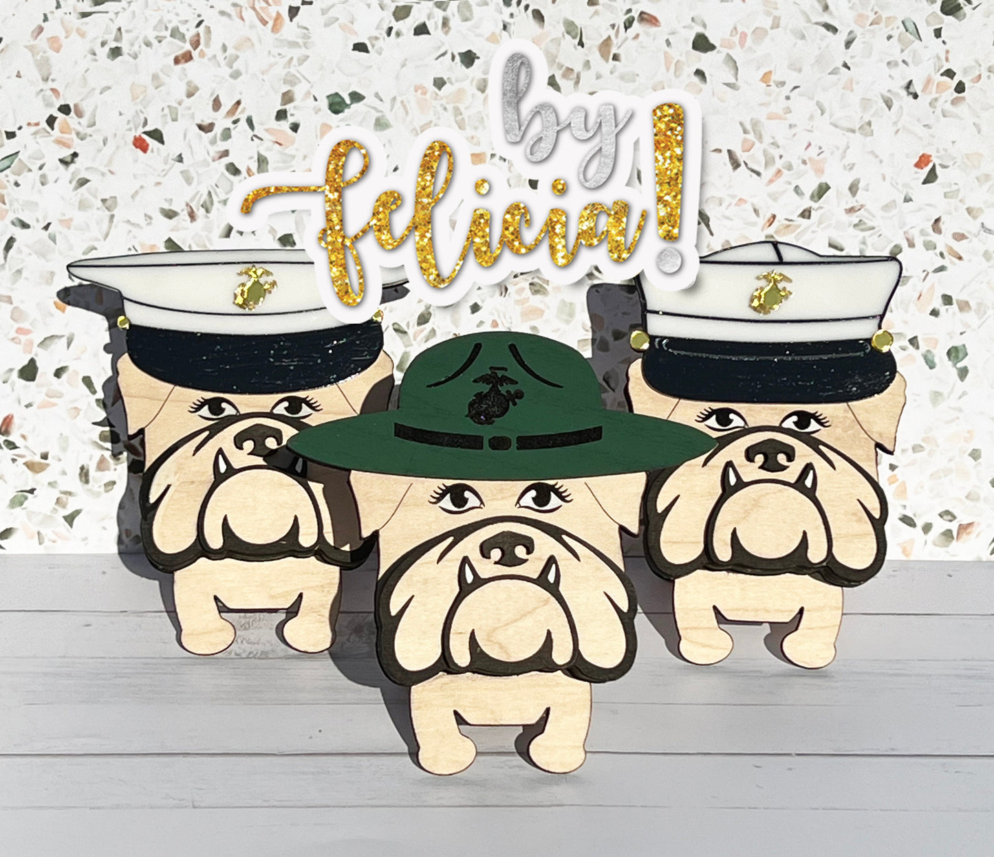 USMC Bulldog Eyeglass Holder: Marine Retirement Gift USMC License #21175