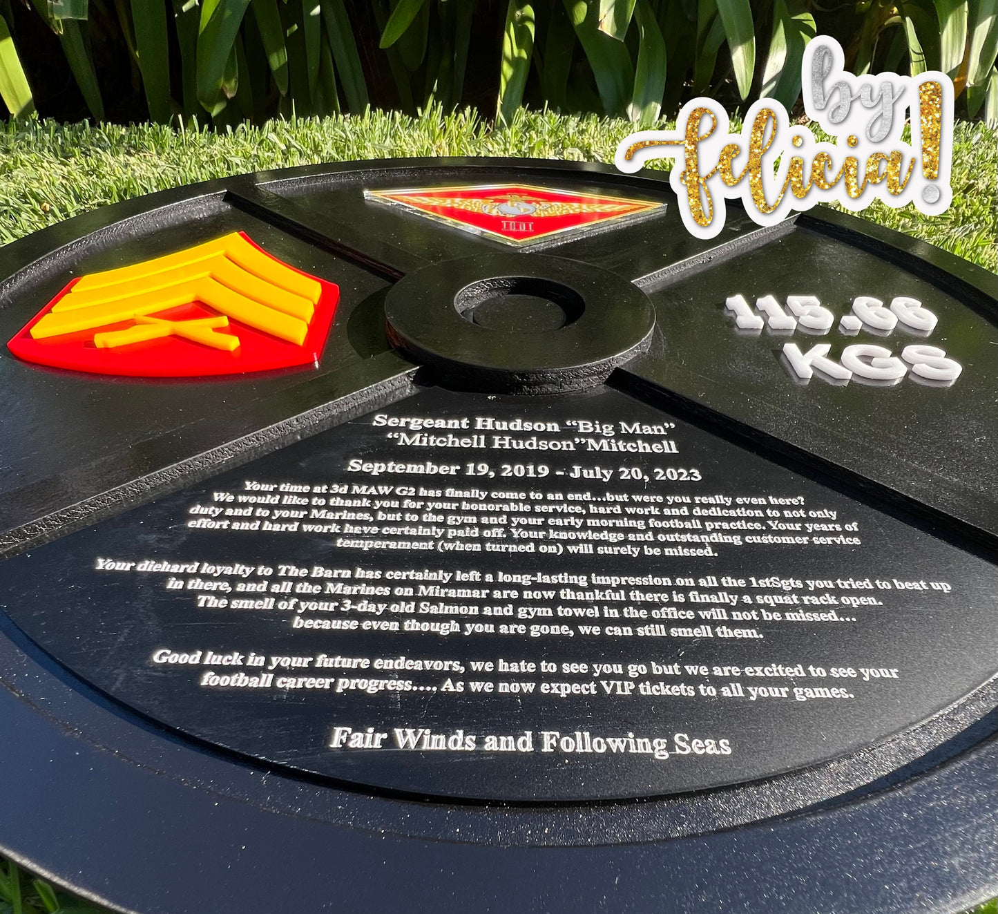 Marine corps plaque, Marine Corps retirement gift,  marine corps gift, Weight plaque, Marine retirement, Marine retired, USMC License 286-23