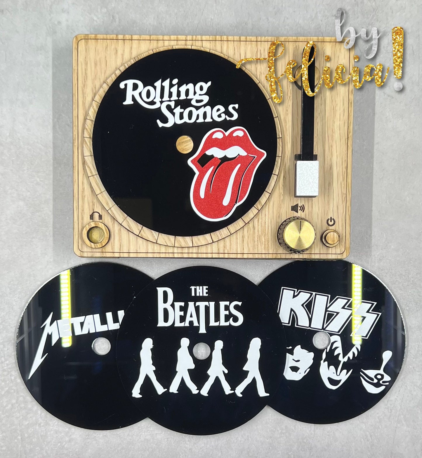 Retro Record Player Coaster Set: Personalized Acrylic Vinyl Coasters