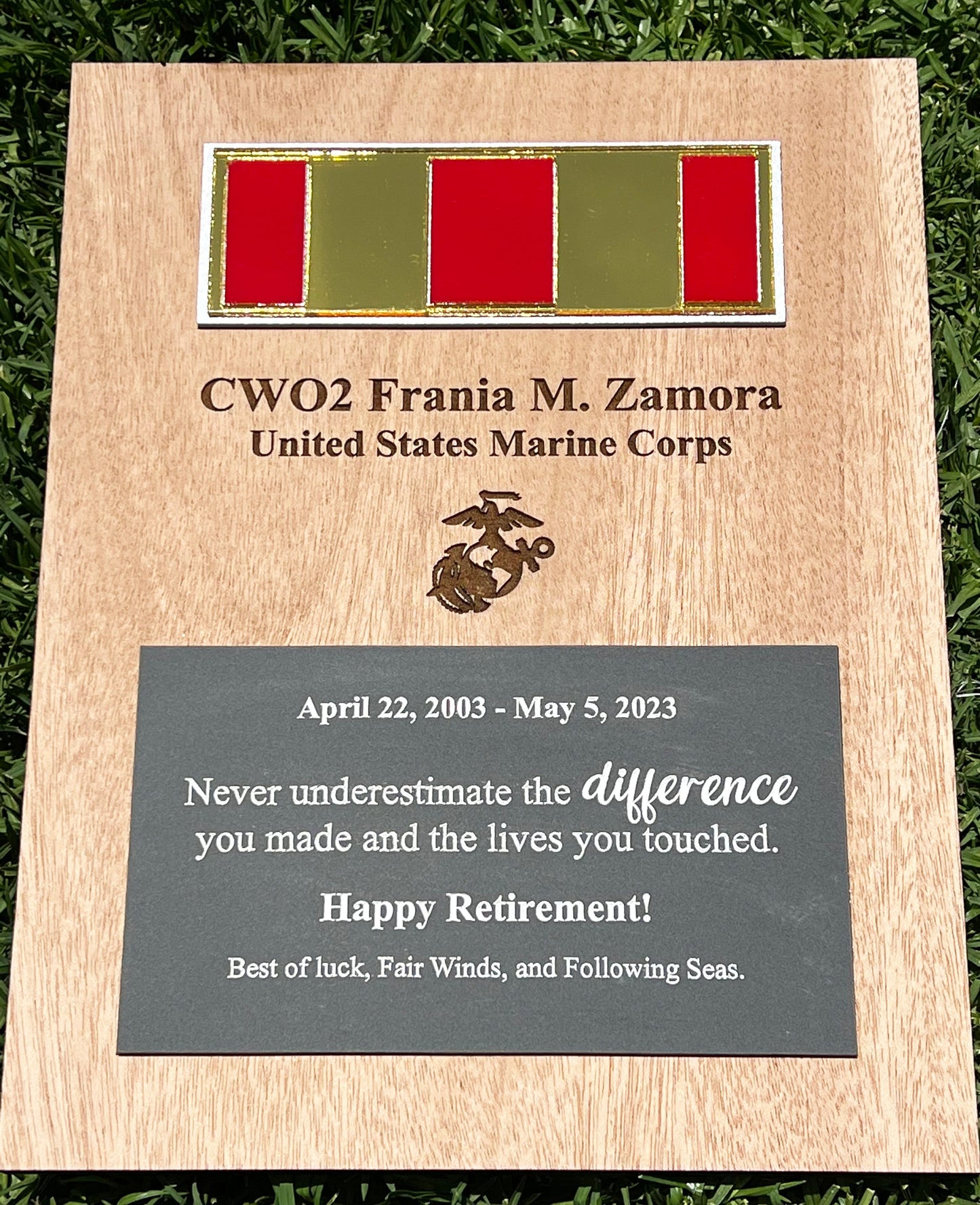 Marine Corps plaque, Marine Corps retirement gift, Marine Corps retired, Marine Corps gifts, USMC Retirement gift, USMC License #286-23