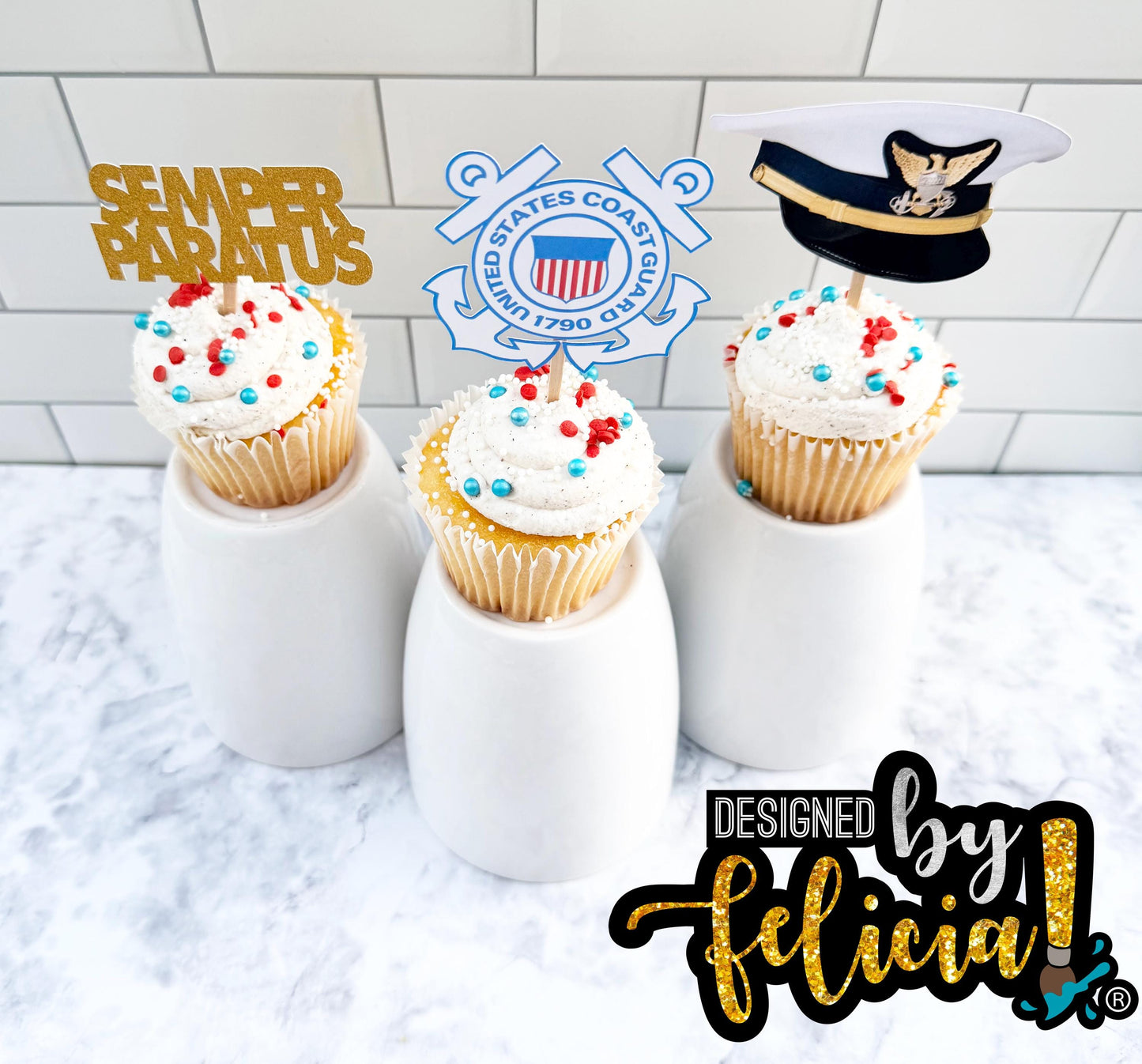 Coast Guard cupcake toppers, Coast guard cupcake ideas, Coast Guard cake topper, Coast Guard party decorations,  Coast Guard party supplies