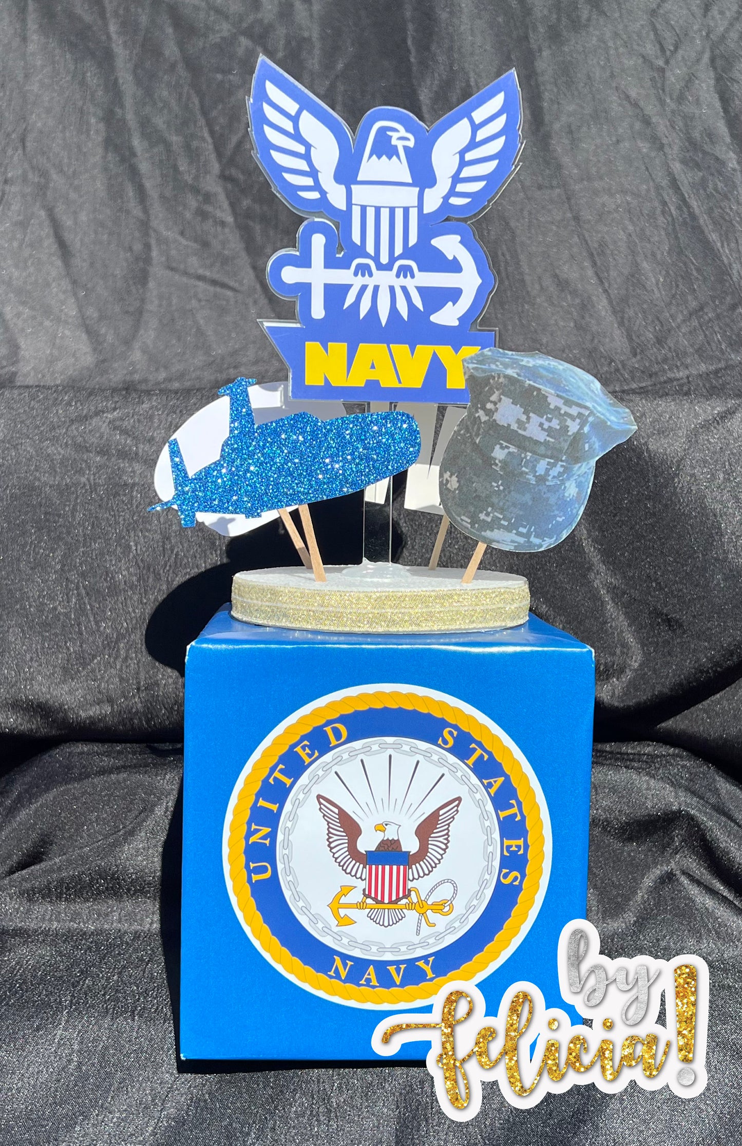 Navy Graduation Centerpiece Sticks: Glittery Party Decorations