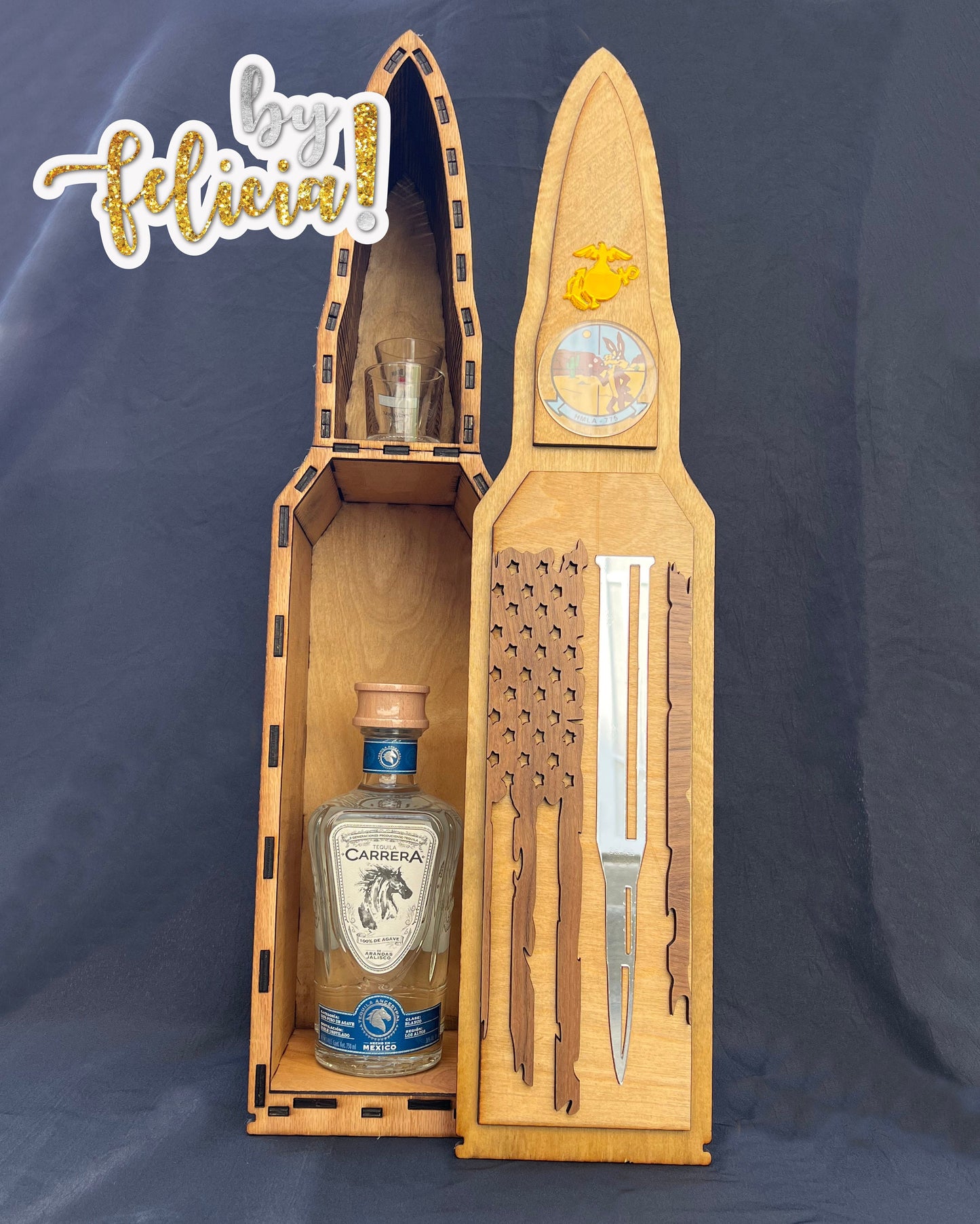 Bullet Liquor Box | Marine Corps Gifts | Navy Gifts | Army Gifts | Air Force Gifts | Coast Guard Gift | Military Gifts