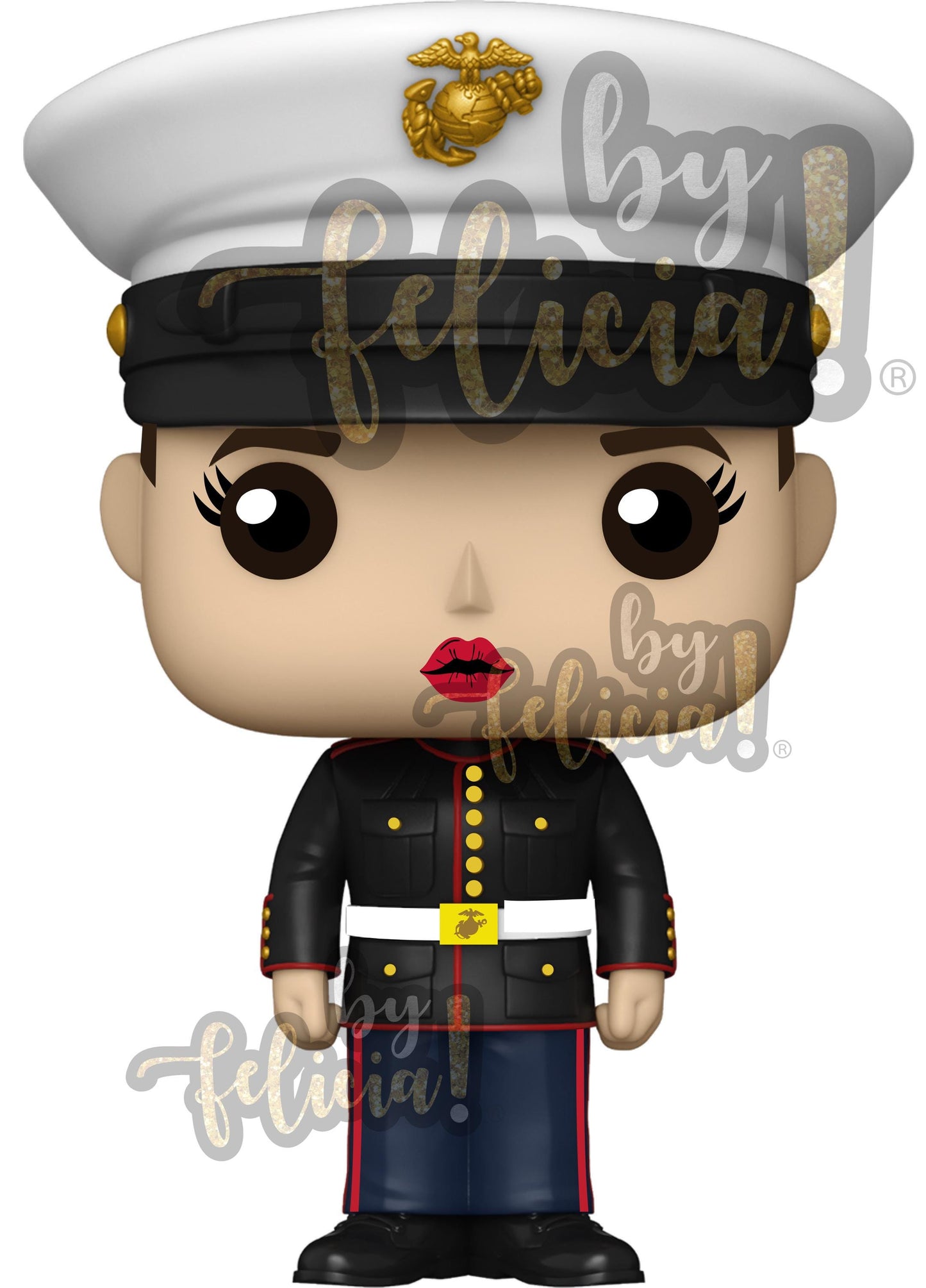 Female Marine Dress Blues Vinyl Sticker: USMC Veteran Decal
