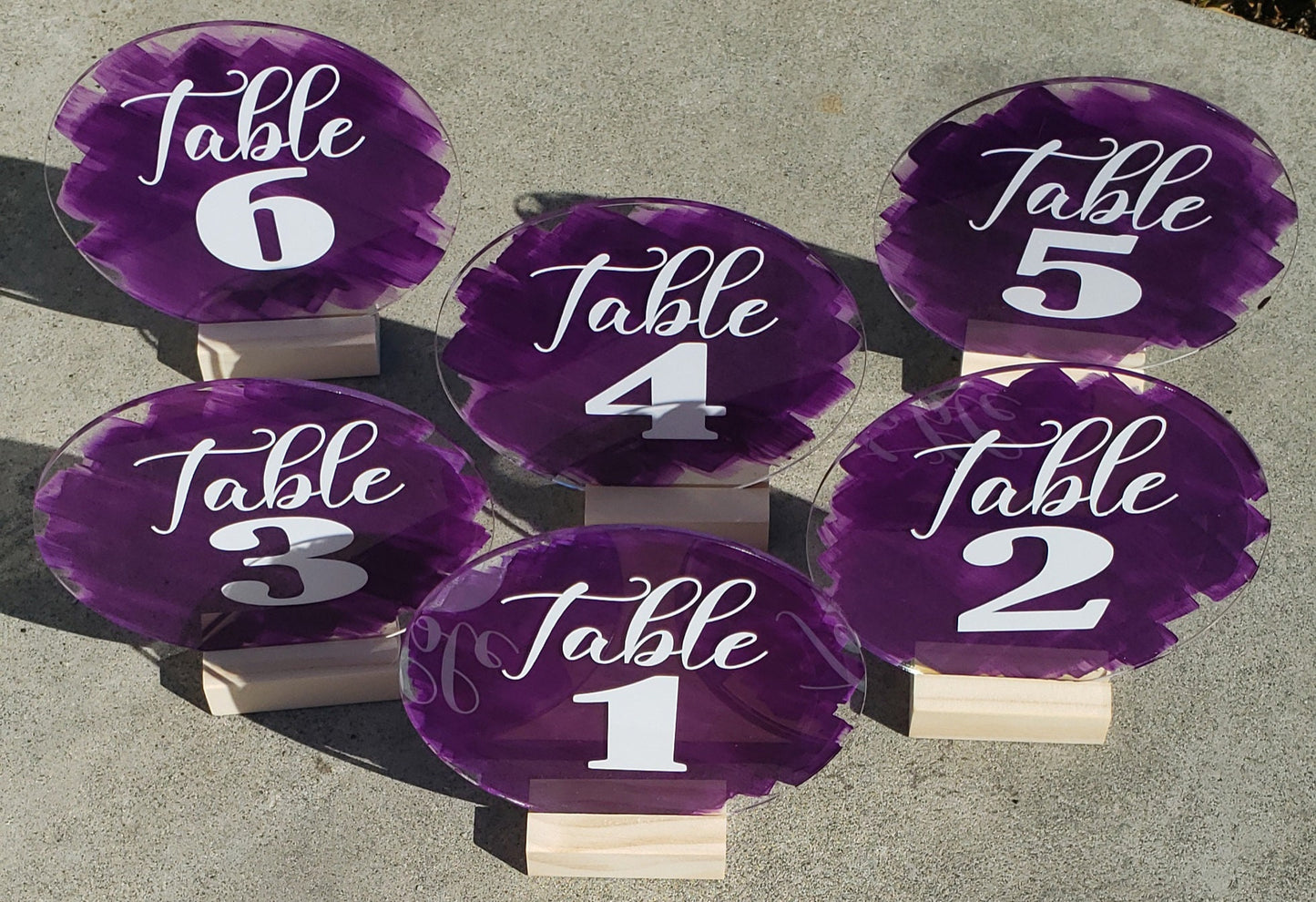 Acrylic Wedding Table Numbers: Painted Back, Vinyl Numbers