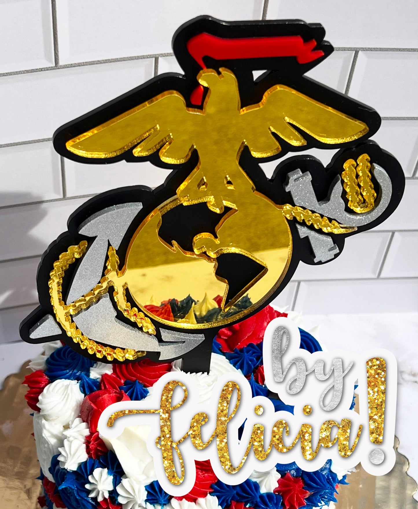 Marine Corps Cake Topper: Acrylic USMC Party Decoration