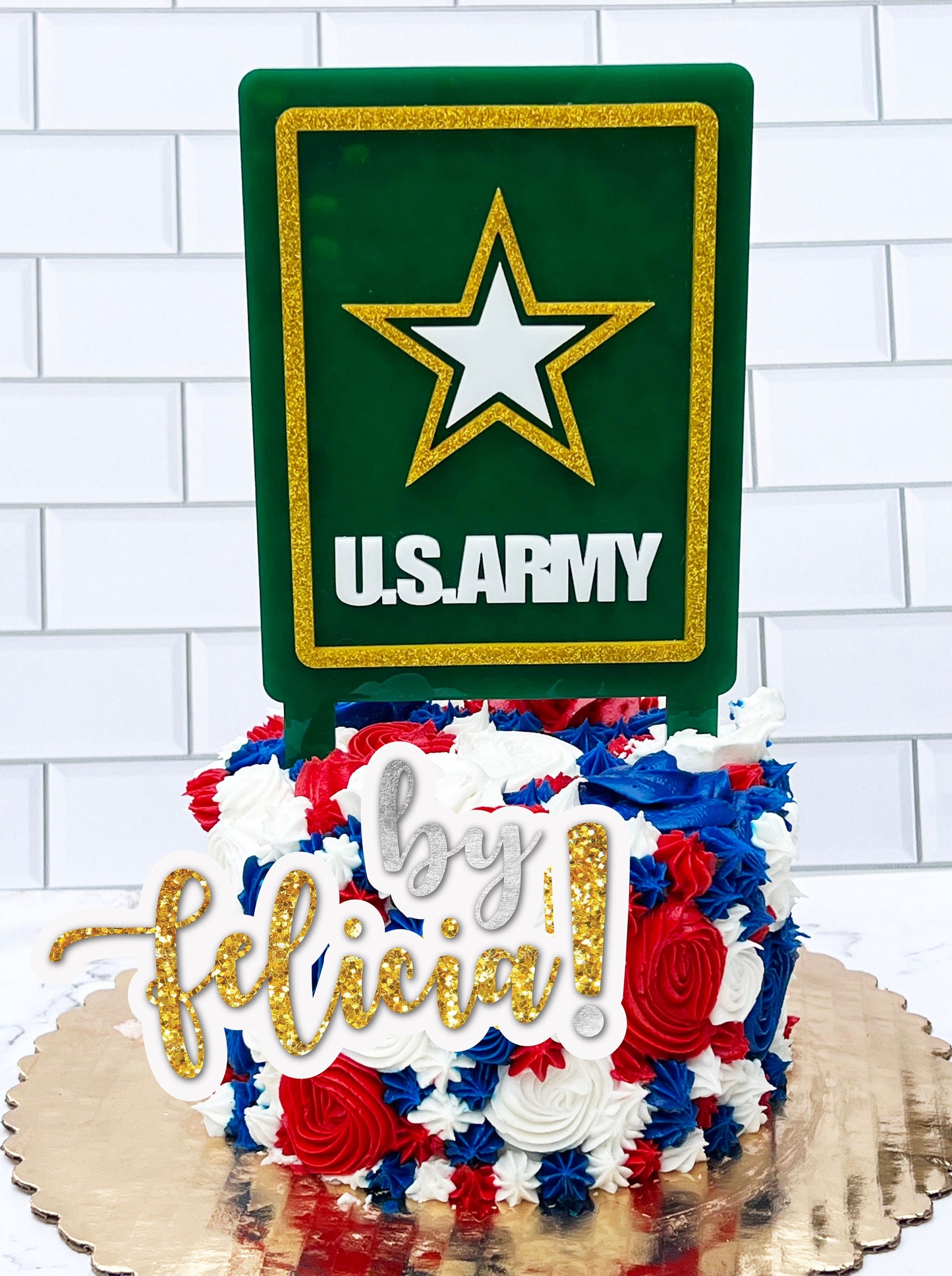 Army Cake Topper: Acrylic Military Graduation Party Decoration