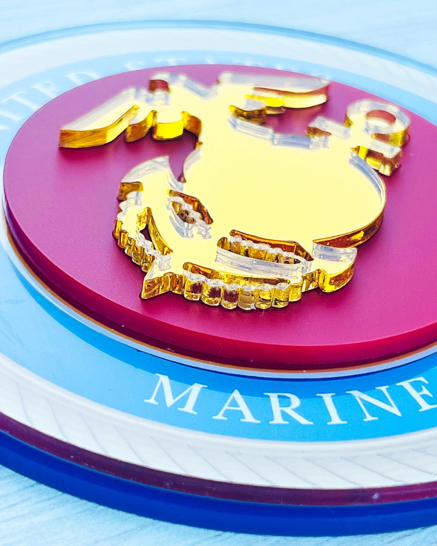 Acrylic Marine Corps Cake Topper: USMC Birthday Party Decor, USMC License #286-23