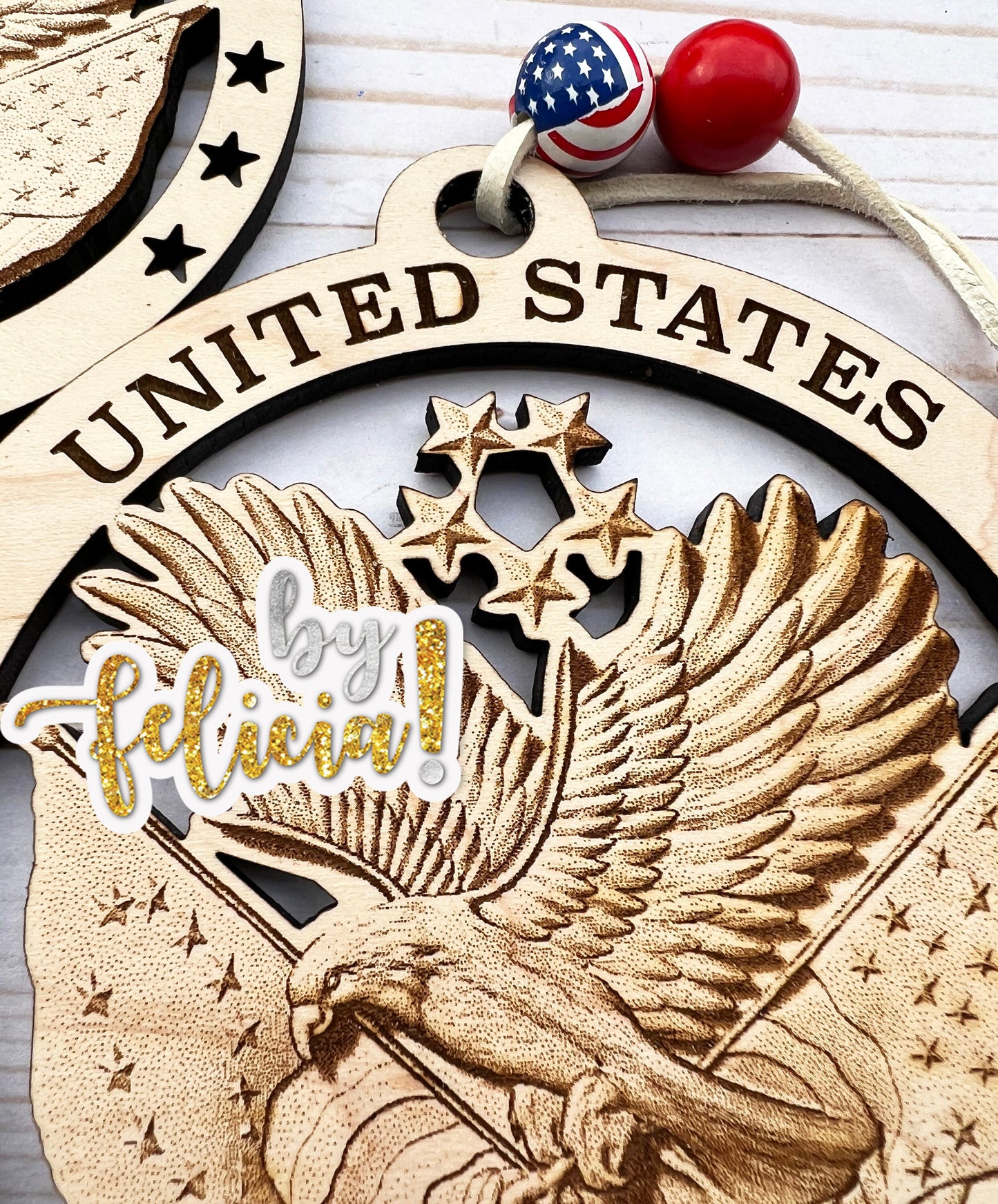 Laser Engraved United States Veteran Ornament: Patriotic Christmas Decor