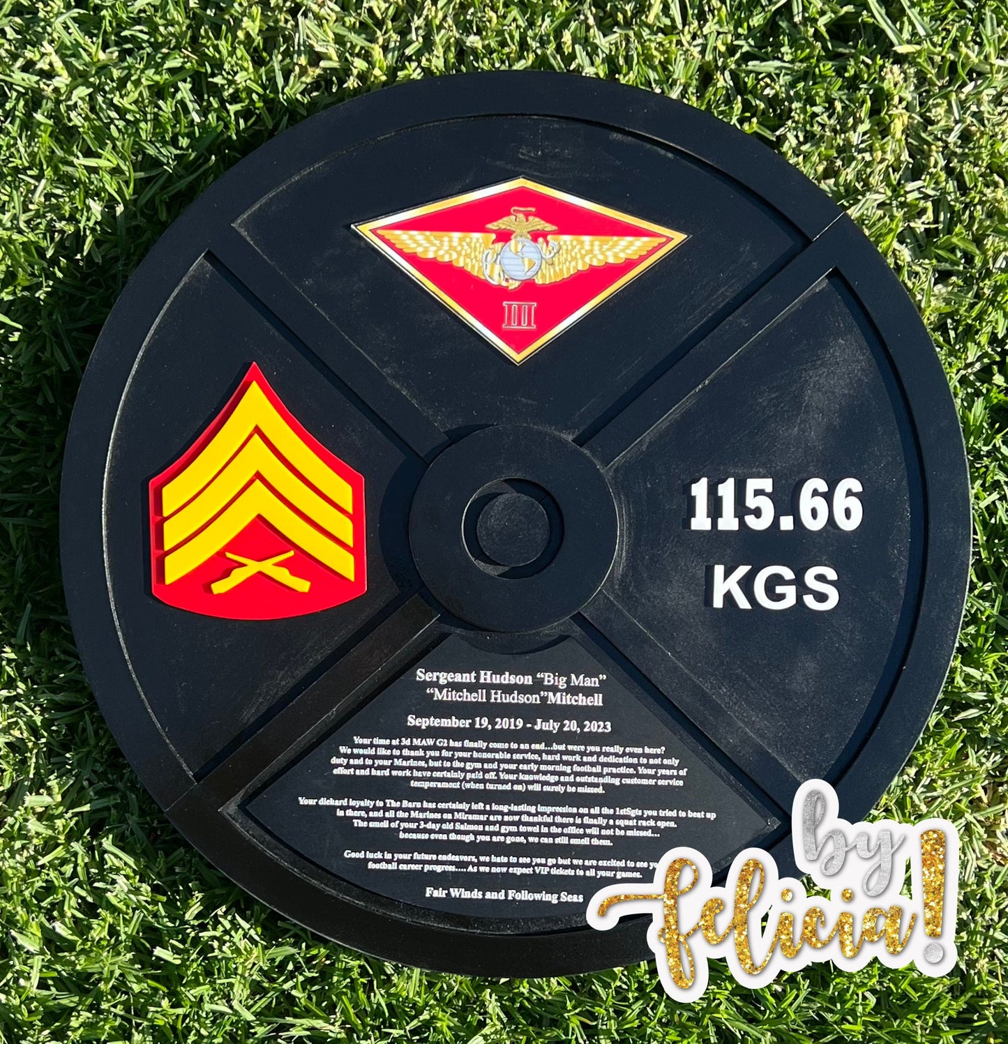 Marine corps plaque, Marine Corps retirement gift,  marine corps gift, Weight plaque, Marine retirement, Marine retired, USMC License 286-23