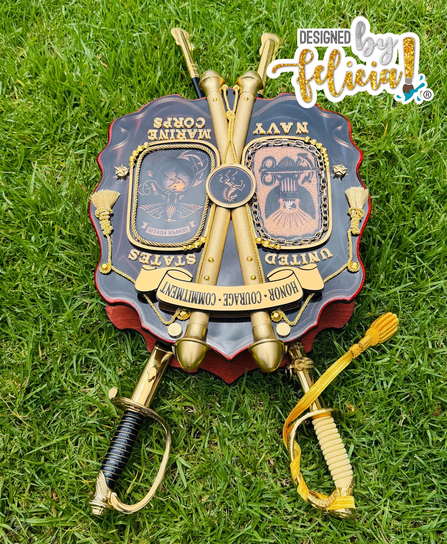 Marine corps plaques, Military sword holder, Marines sword display, USMC plaque, Marines sword case, Marine retired, USMC License #286-23