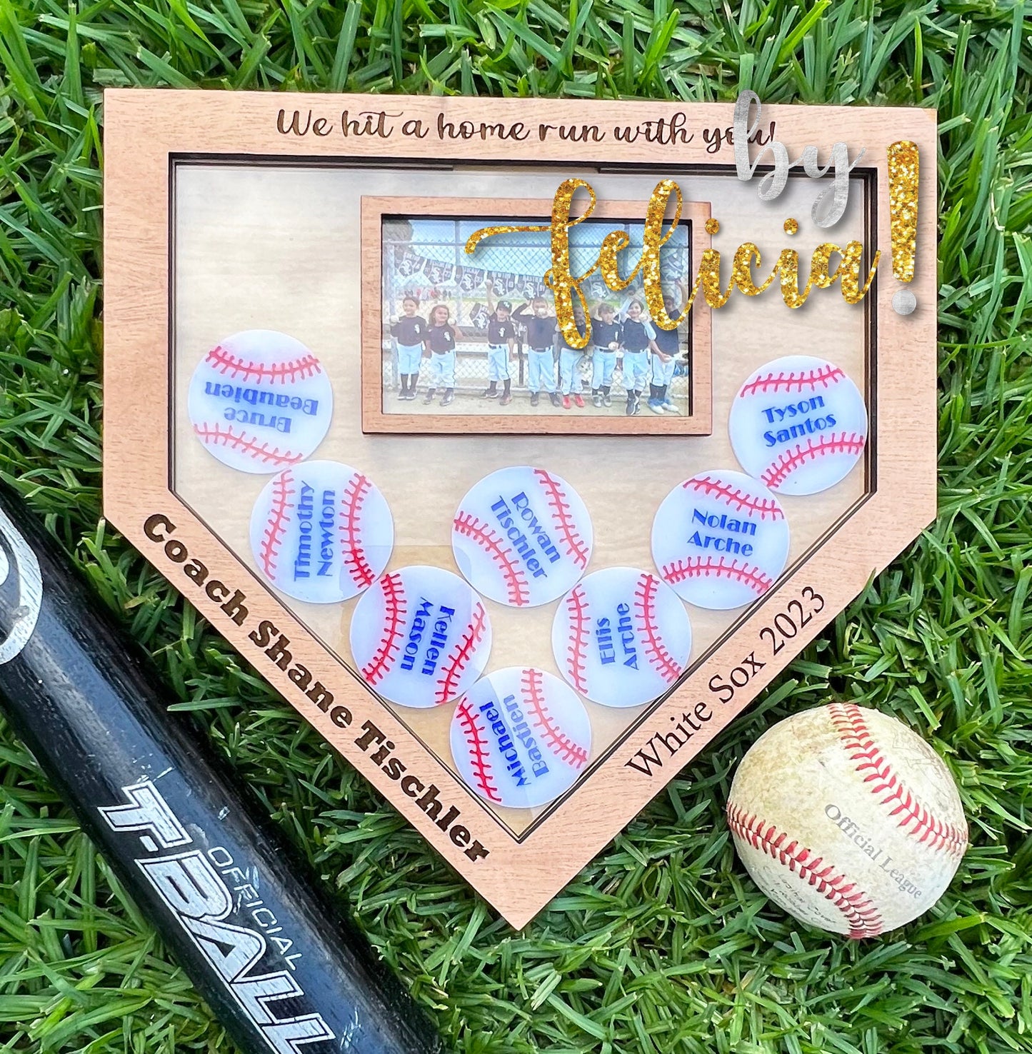 Personalized Baseball Coach Gift: Home Plate Team Photo Frame