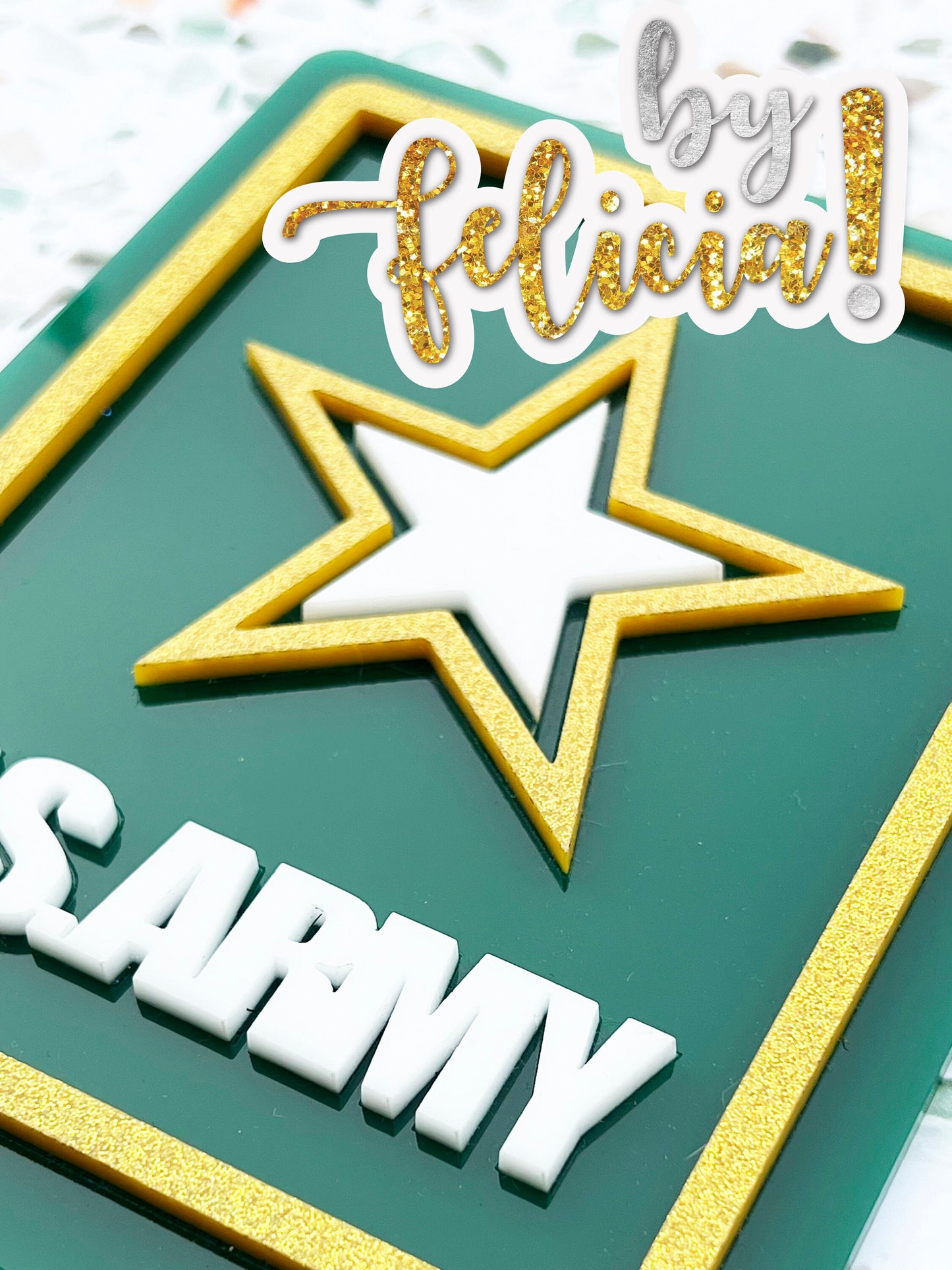 Army Cake Topper: Acrylic Military Graduation Party Decoration