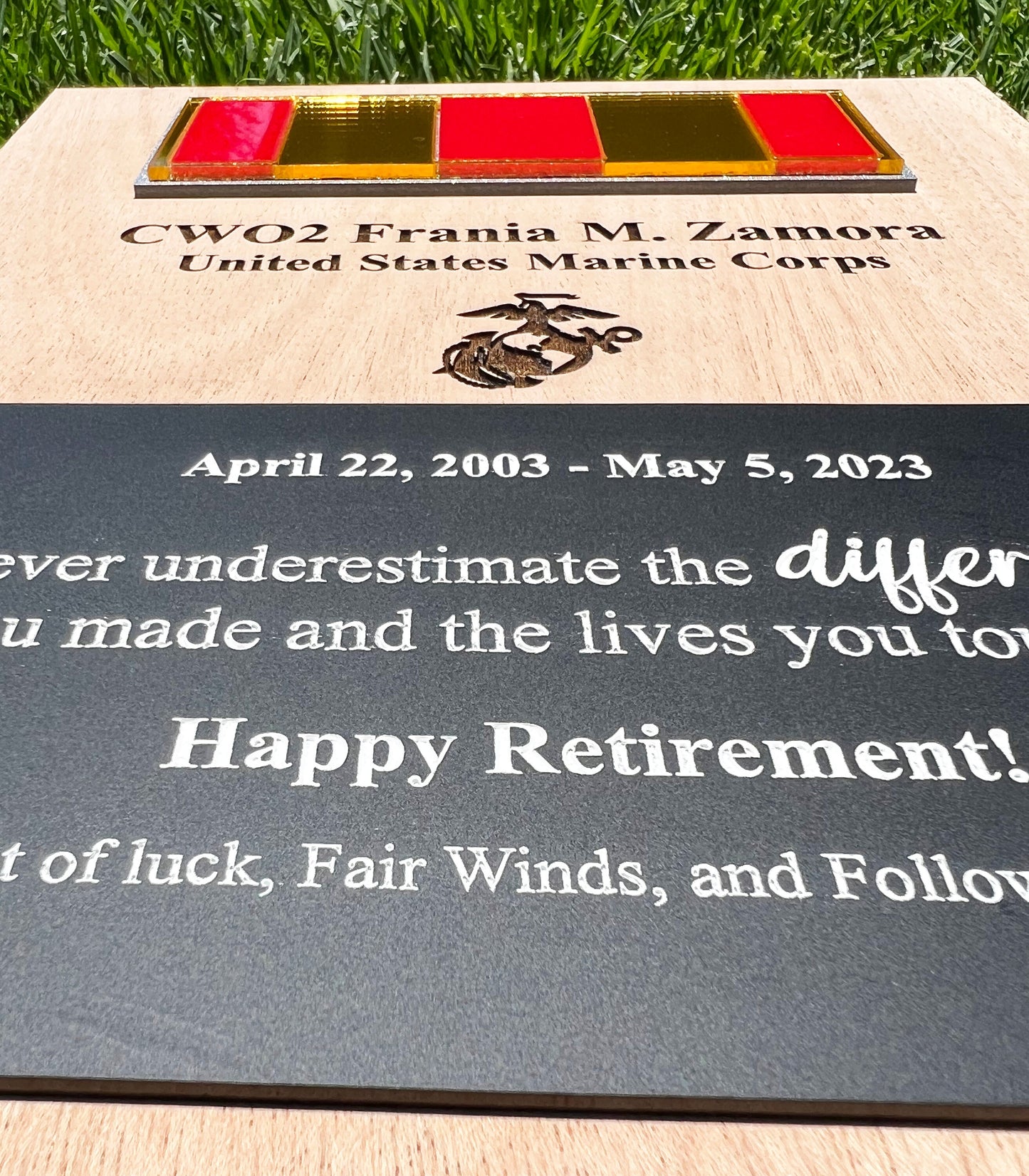 Marine Corps plaque, Marine Corps retirement gift, Marine Corps retired, Marine Corps gifts, USMC Retirement gift, USMC License #286-23