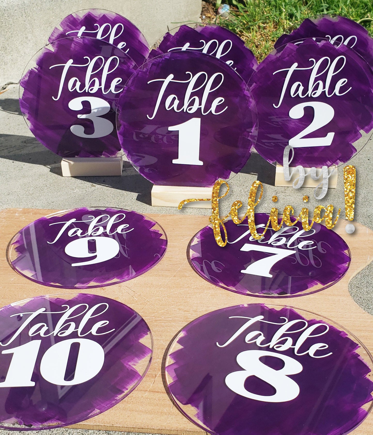 Acrylic Wedding Table Numbers: Painted Back, Vinyl Numbers