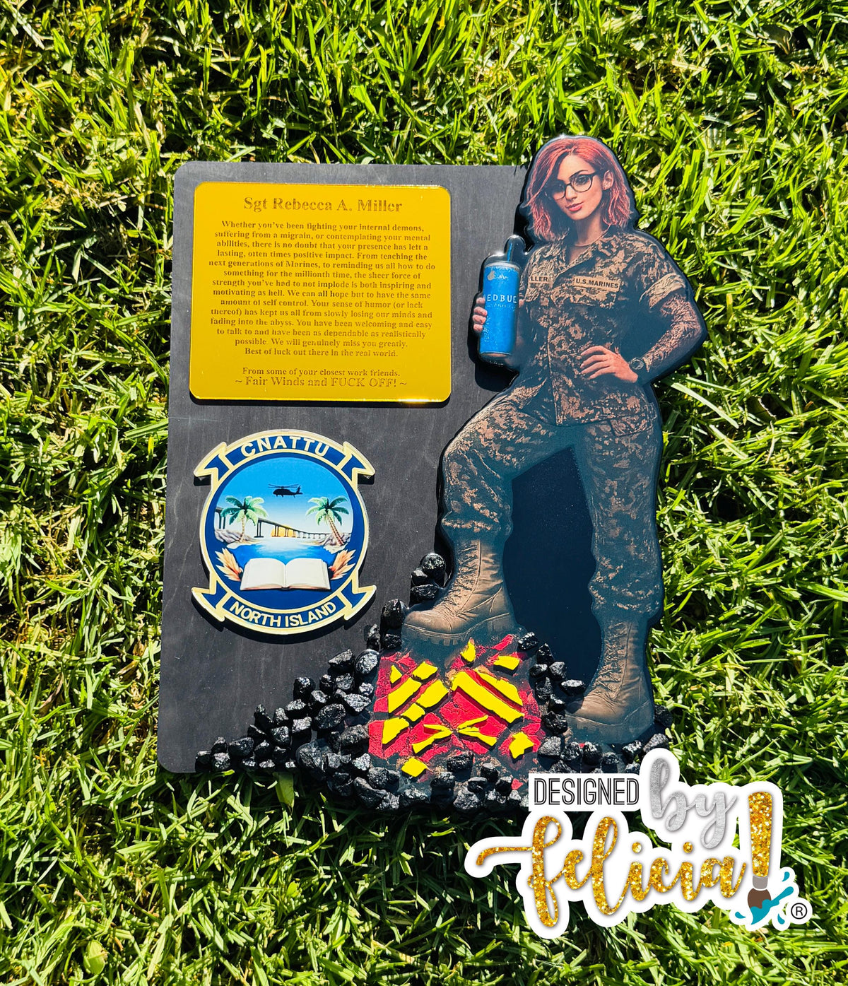Female Marine plaque, Marine Corps retirement gift,  marine corps gift, USMC plaque, Marine retirement, Marine retired, USMC License #286-23