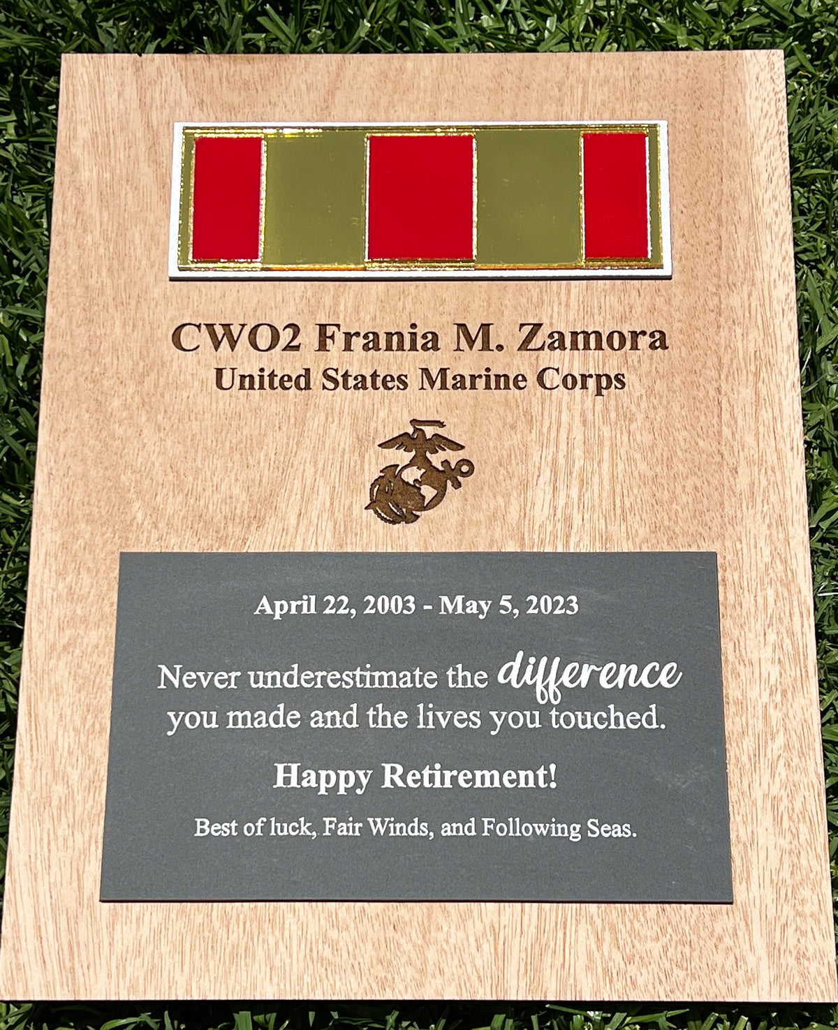 Marine Corps plaque, Marine Corps retirement gift, Marine Corps retired, Marine Corps gifts, USMC Retirement gift, USMC License #286-23
