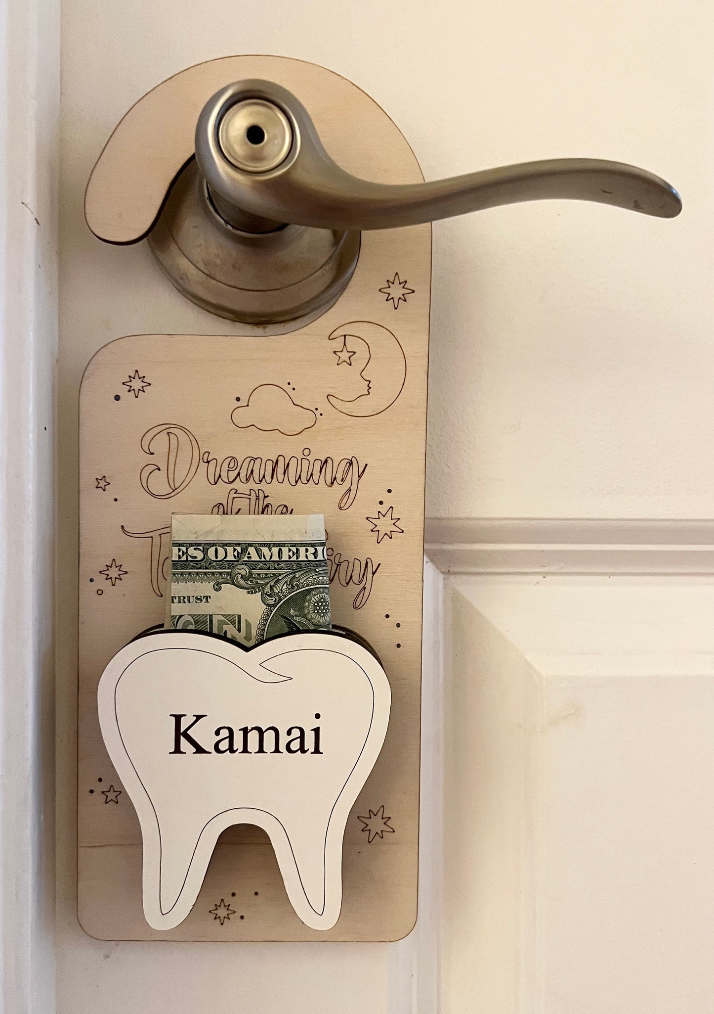 Personalized Tooth Fairy Door Hanger with Money Holder