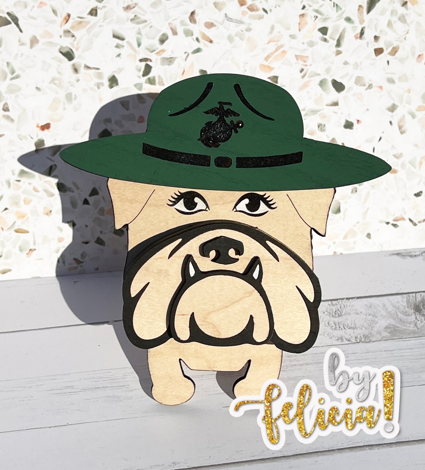 USMC Bulldog Eyeglass Holder: Marine Retirement Gift USMC License #21175