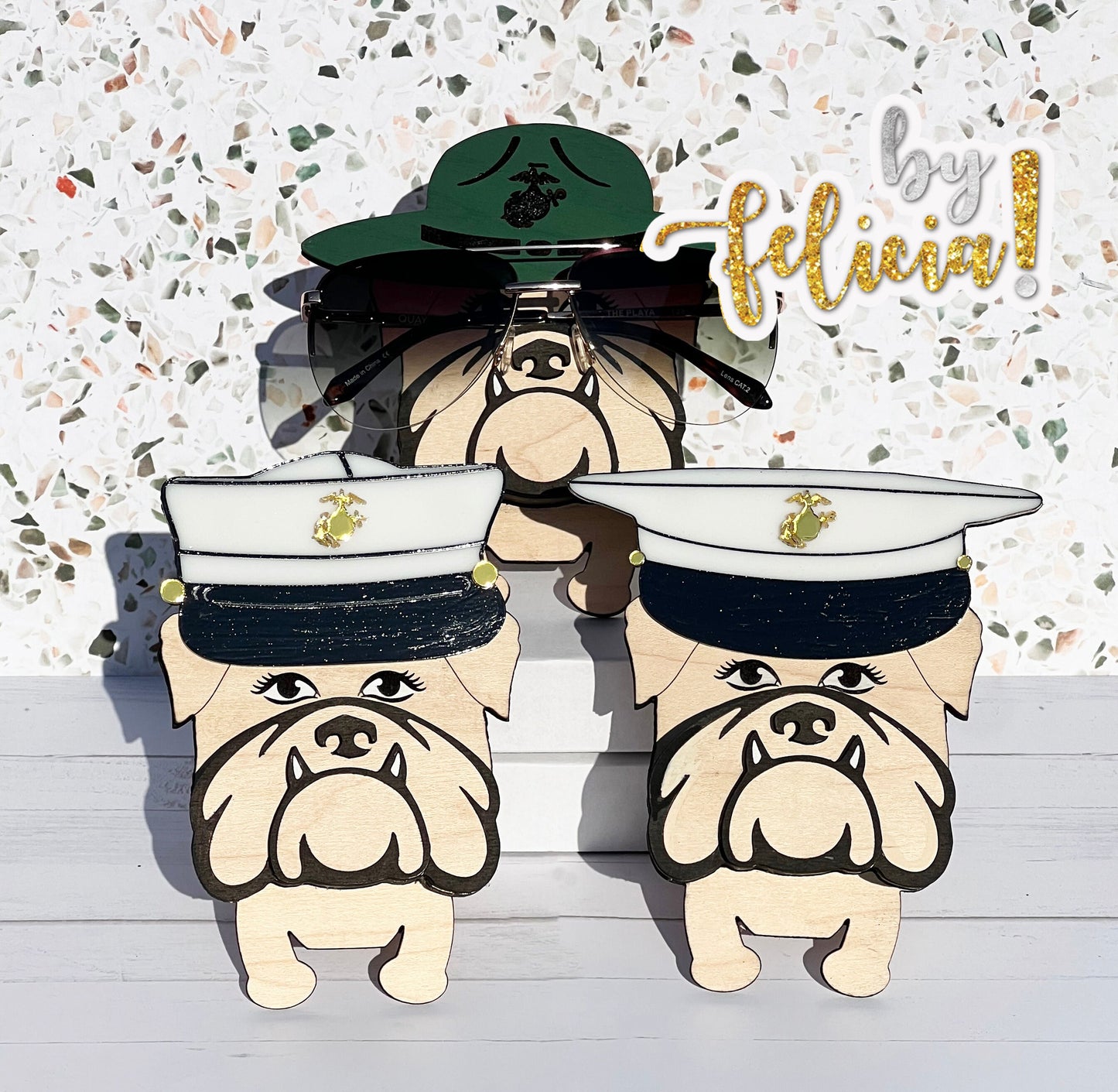 USMC Bulldog Eyeglass Holder: Marine Retirement Gift USMC License #21175