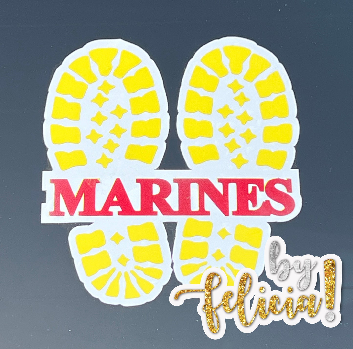 USMC Decal: Yellow Footprints - Semper Fi - The Few. The Proud. USMC License #286-23